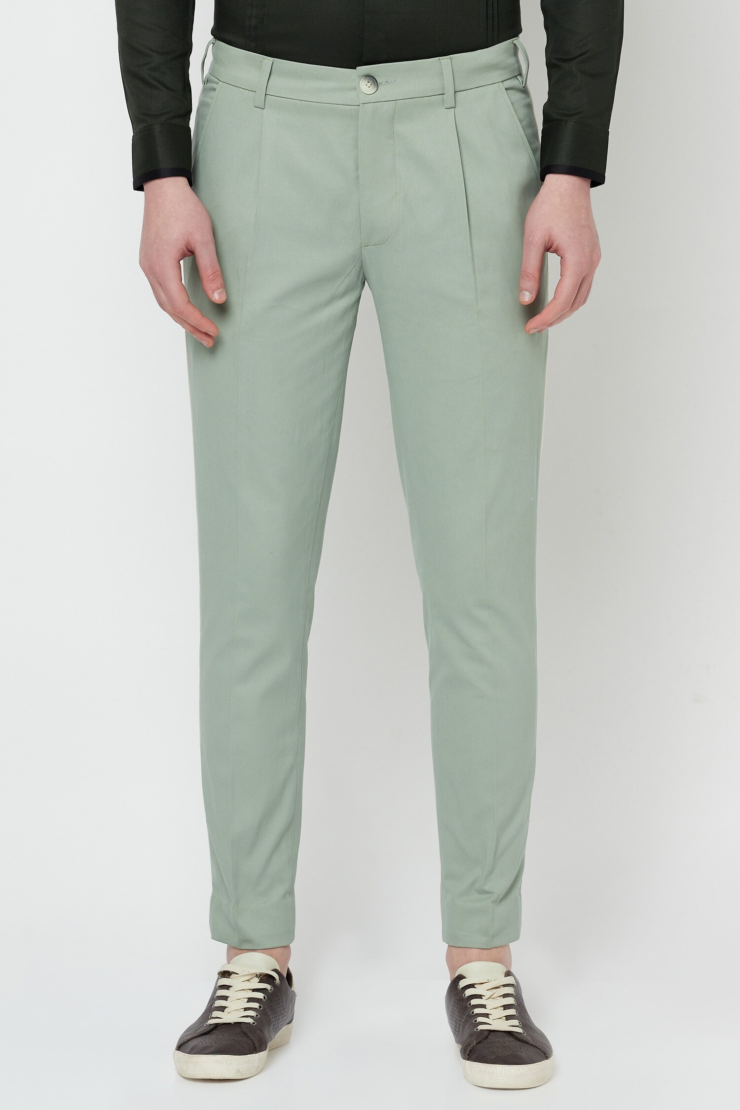 Edward Blue Plain-Solid Premium Cotton Pant For Men
