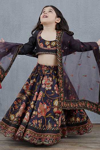 Kids Blue Nisha Kumud Lehenga Set For 