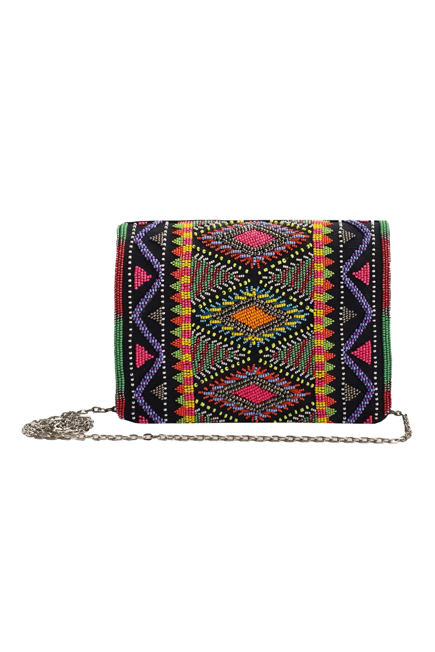 Buy The Purple Sack Beaded Flap Clutch With Sling Online | Aza Fashions