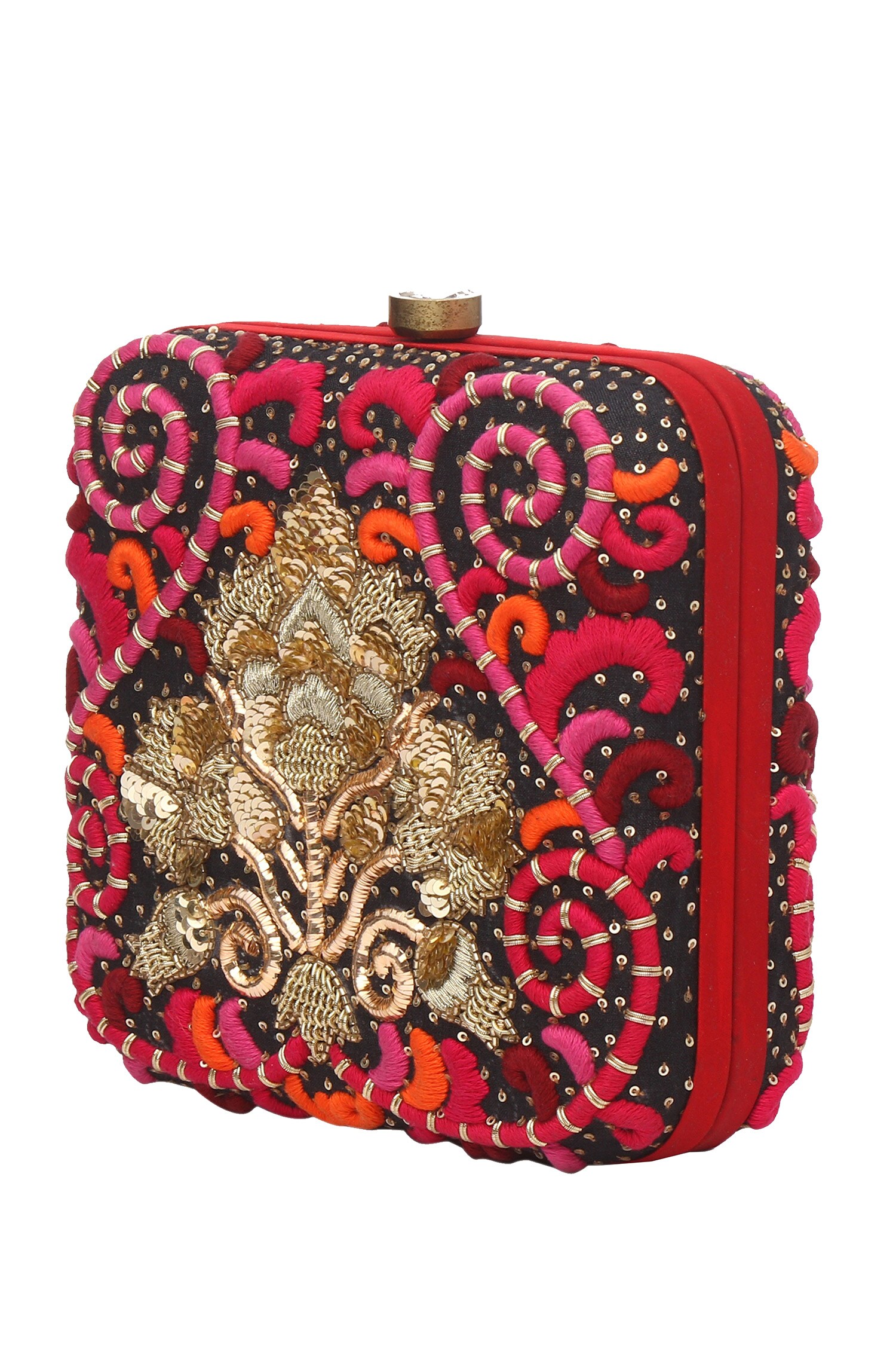 Buy Doux Amour Silk Embroidered Box Clutch Online | Aza Fashions