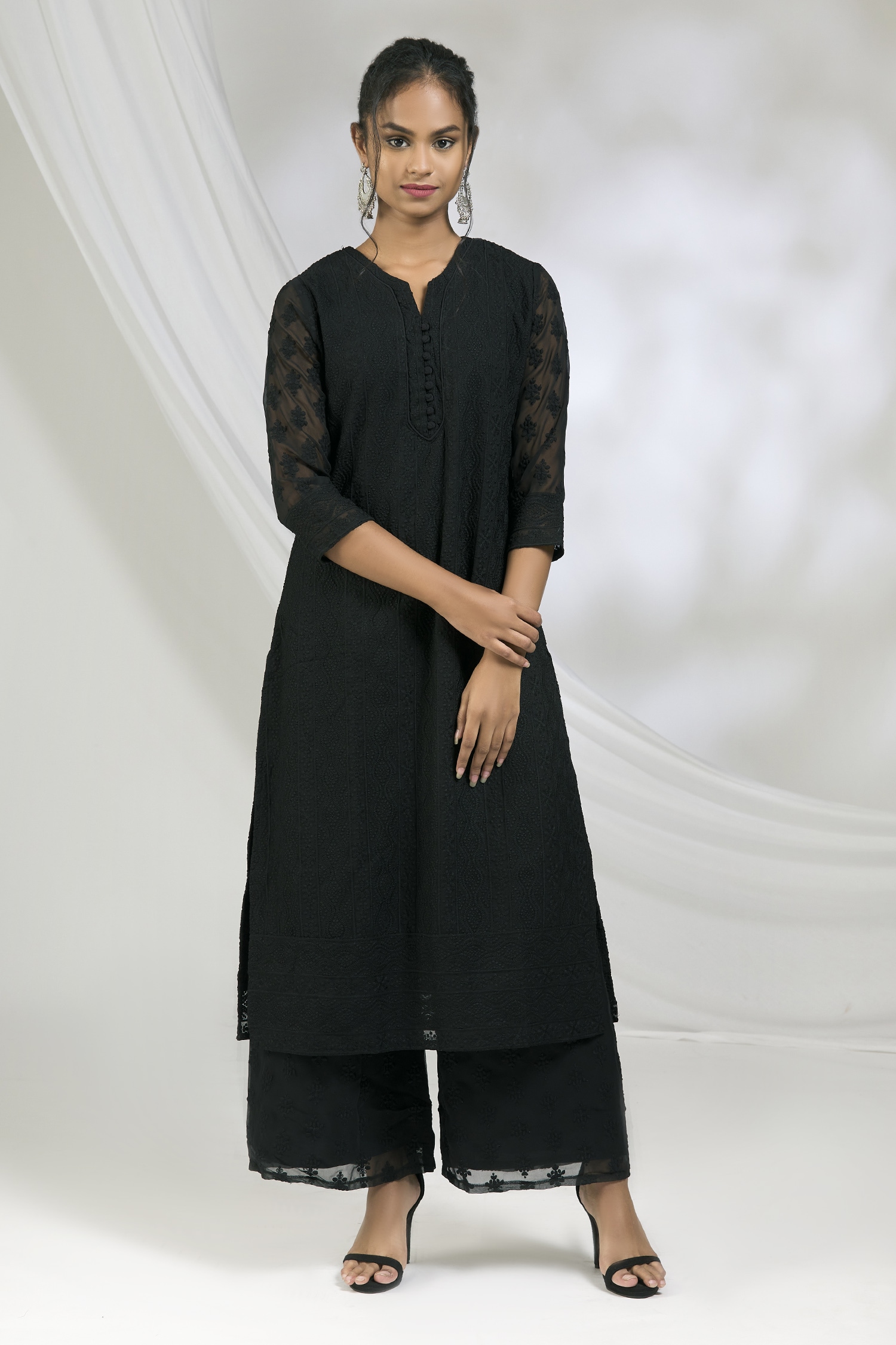 chikankari suit with palazzo