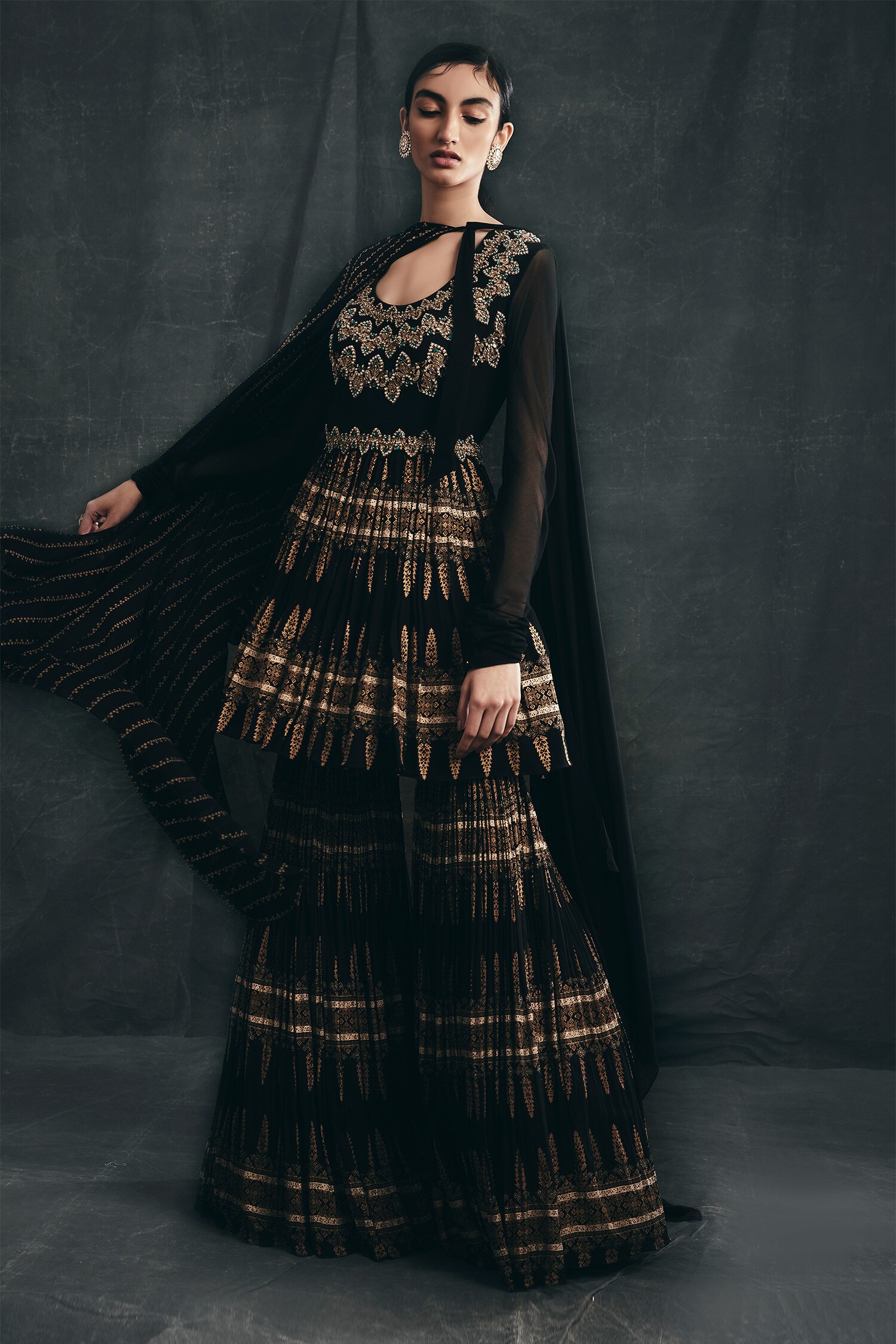 peplum sharara set