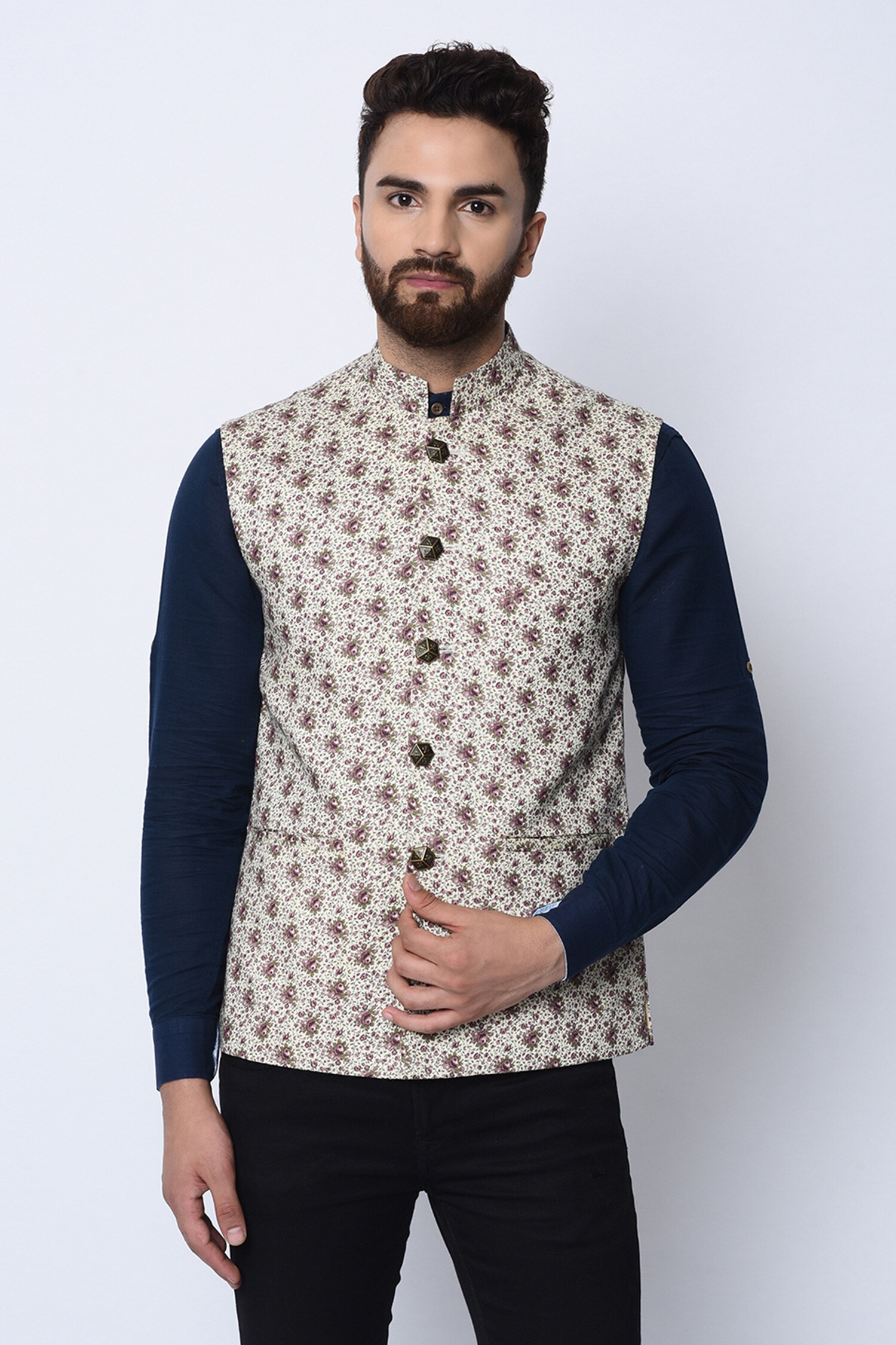 nehru jacket floral print