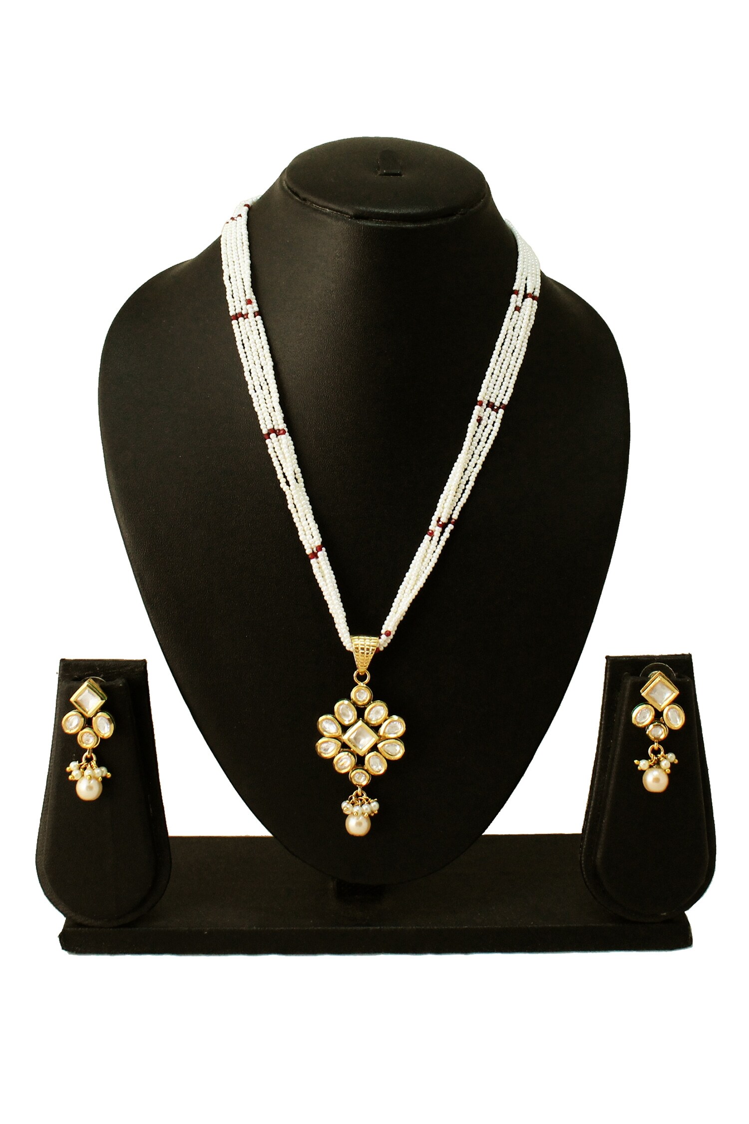 Buy Belsis Kundan Polki Pendant Necklace Jewellery Set Online Aza