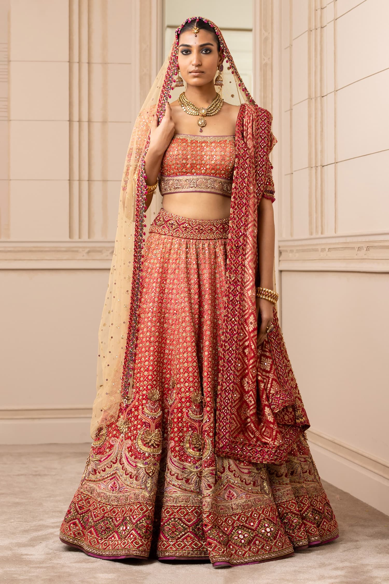 Trendy Peach Lehenga With Magenta Dupatta | Latest Kurti Designs