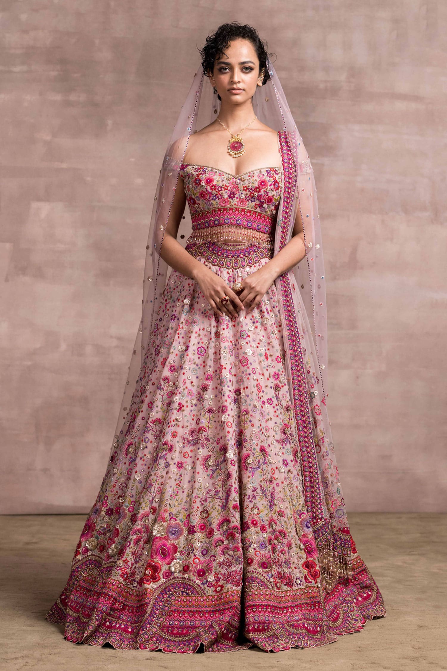 Tarun Tahiliani BR-SSU-RSH-LS-1-S Kalidar Lehenga Saree With Resham And  Dori Embroidery Highlighted With 3D Flower in Bijapur-Karnataka at best  price by Vaishali Sarees - Justdial