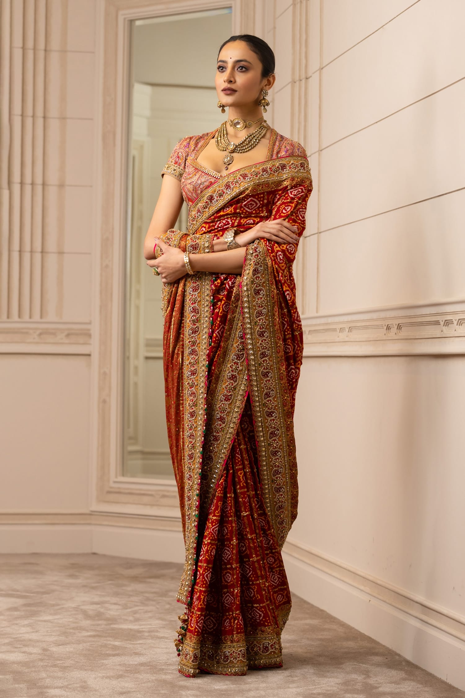 Buy Tarun Tahiliani Red Handloom Gharchola Saree Set Online Aza Fashions