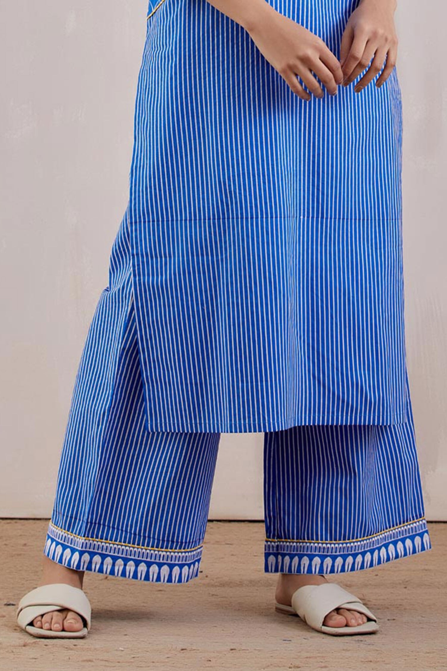Buy The Indian Cause Blue Cotton Kurta Palazzo Set Online Aza Fashions
