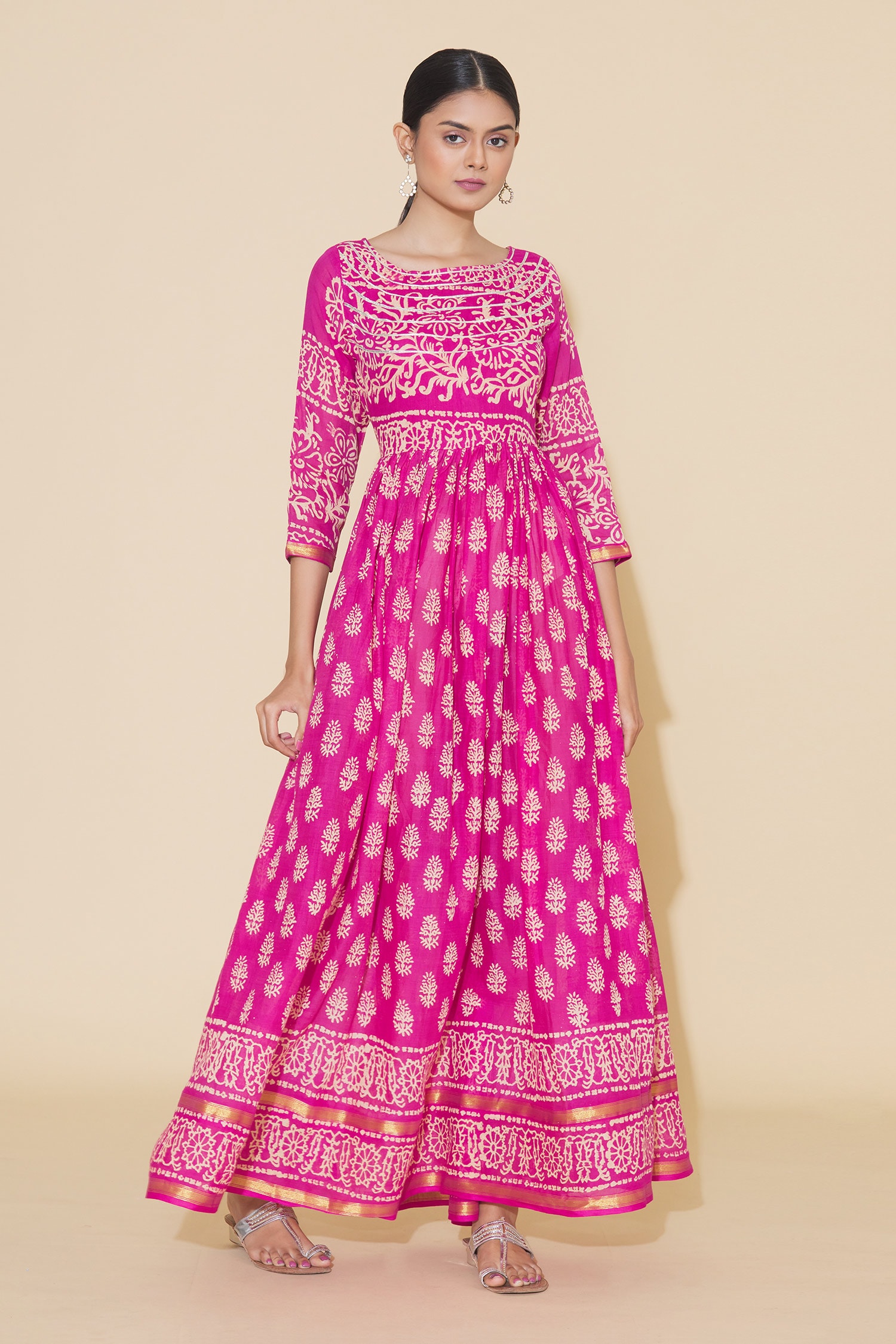 Buy Pink Chinnon Tie Dye Maxi Dress For Women by Samyukta Singhania ...