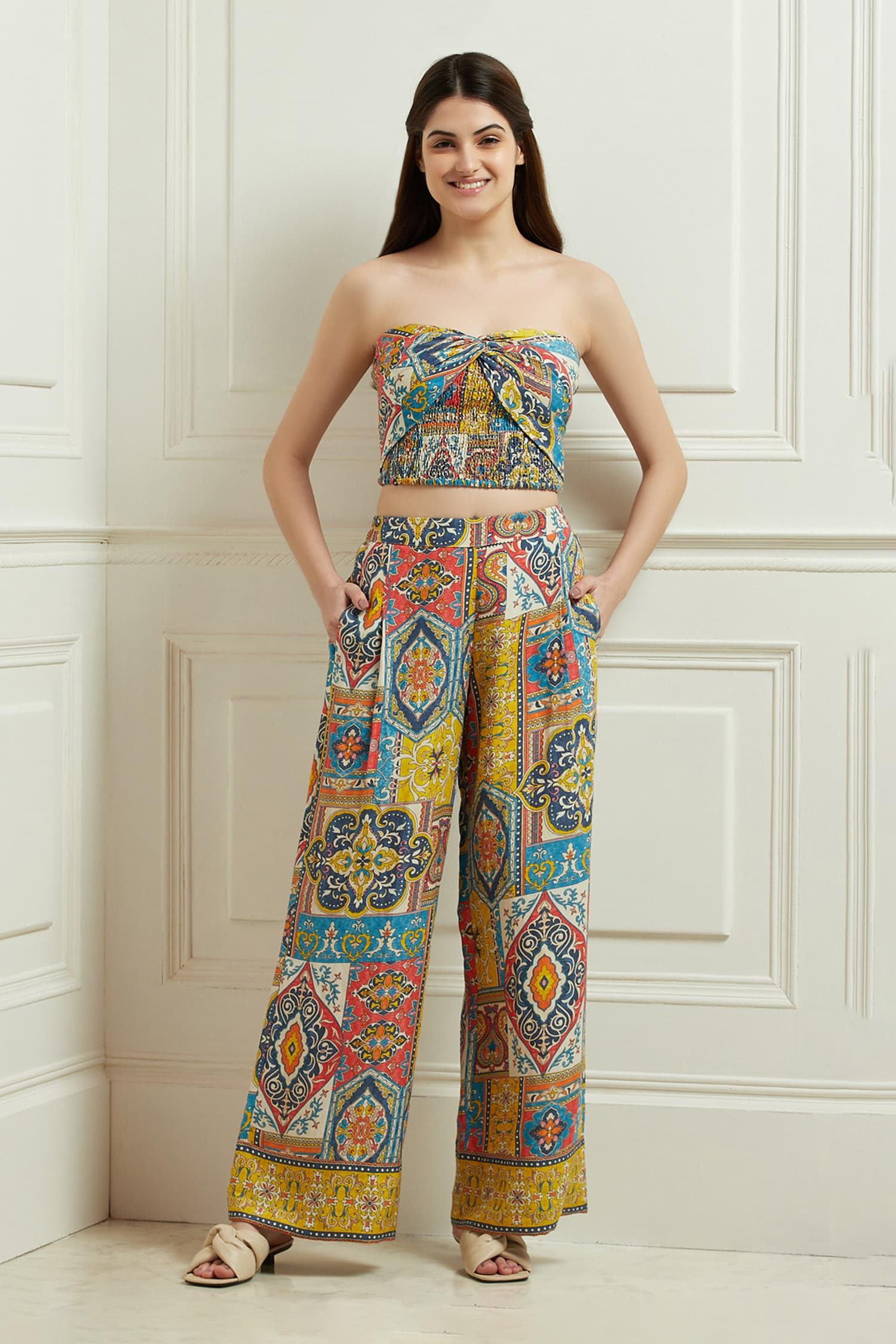 Buy Ranna Gill Geometric Printed Pants, Multi Color Women