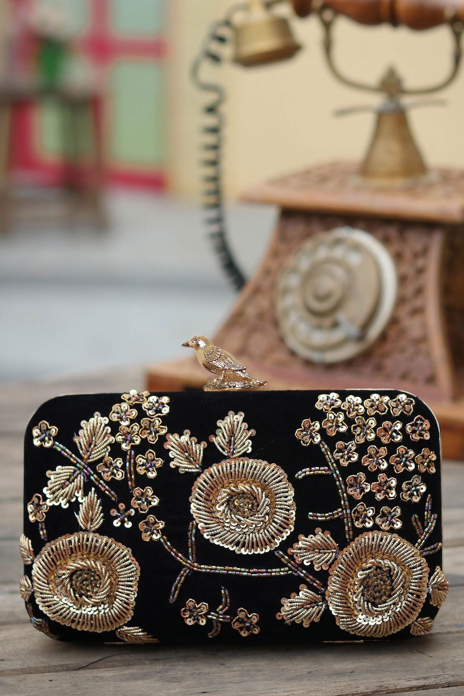 Embroideried Satin Clutch Bags