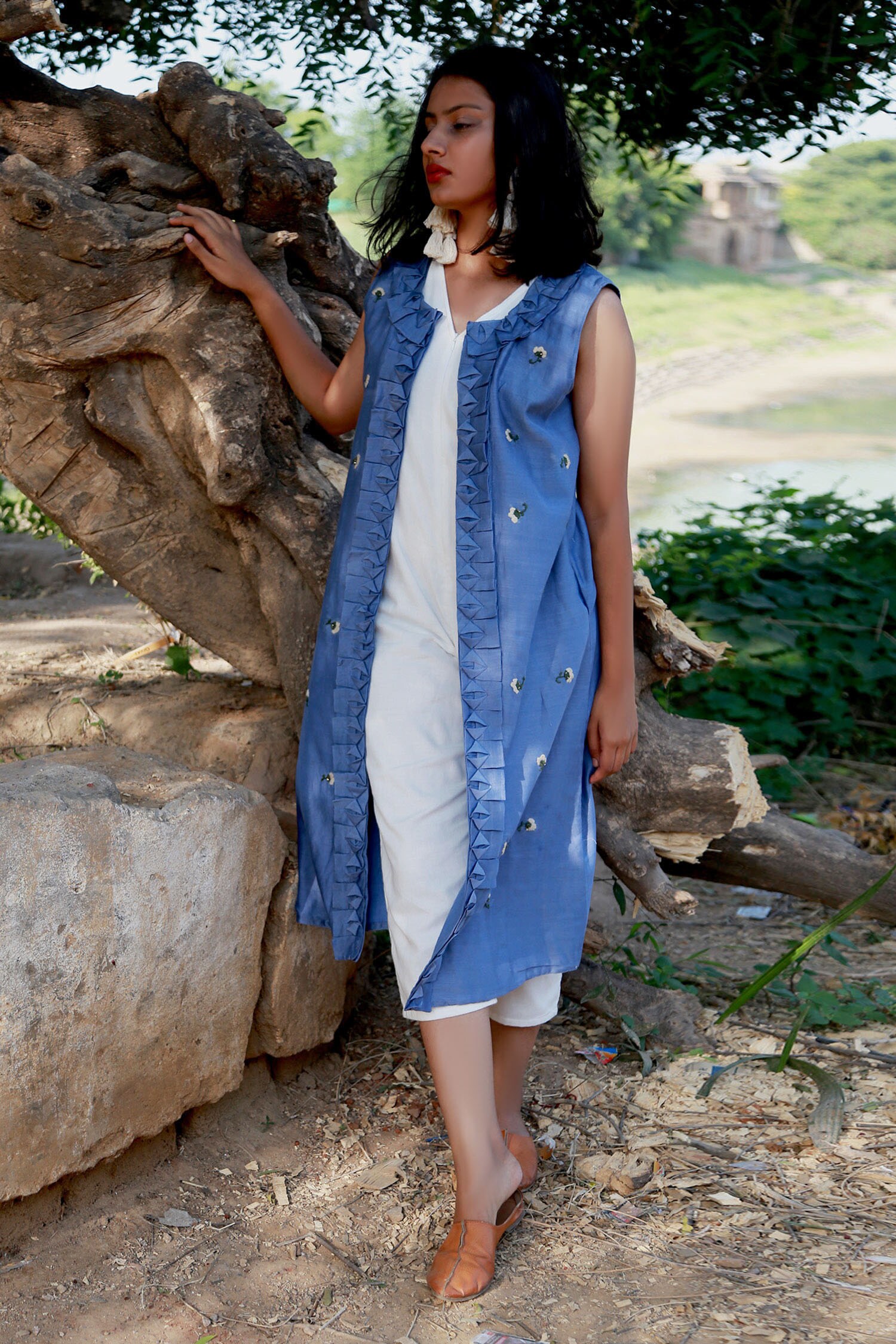 Buy Jumpsuit with Embroidered Jacket by Chambray & Co. at Aza Fashions