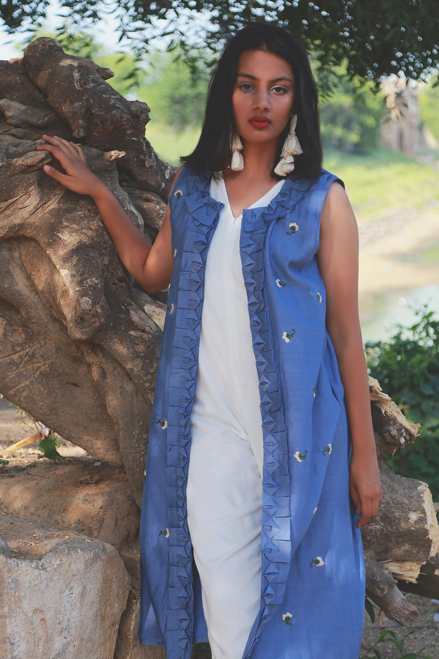 Buy Jumpsuit with Embroidered Jacket by Chambray & Co. at Aza Fashions