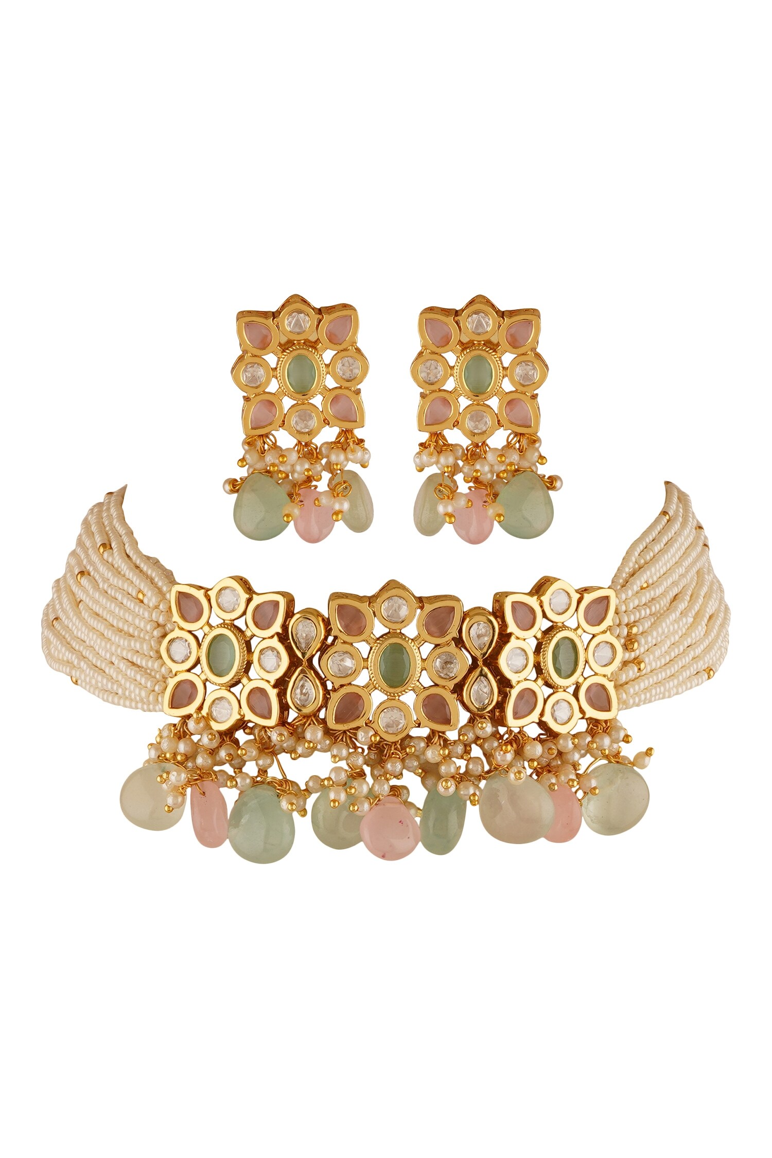 Buy Chhavi's Jewels Floral Carved Necklace Jewellery Set Online Aza