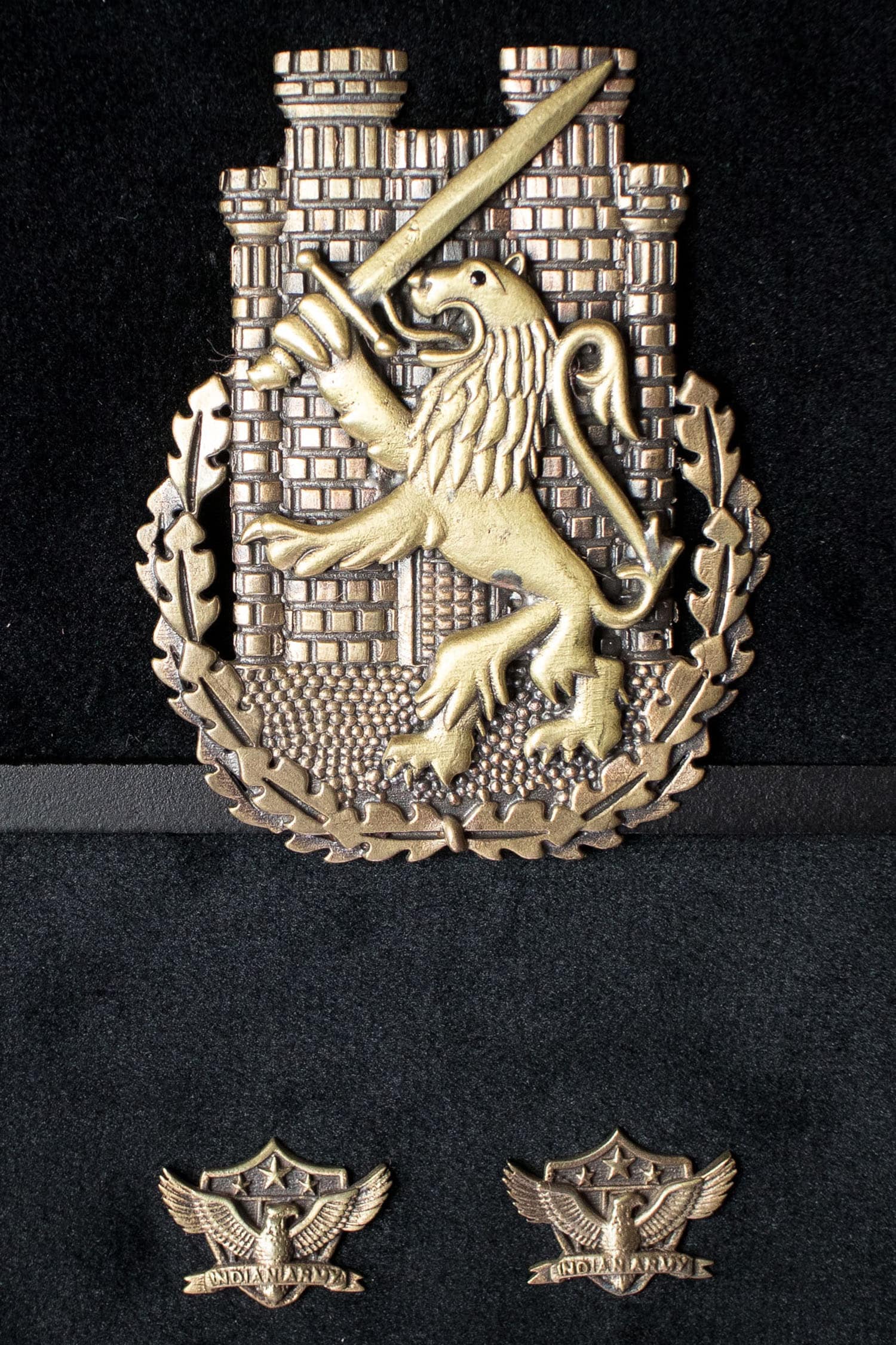 Cosa Nostraa Gold Lion Brooch And American Eagle Collar Tips Set