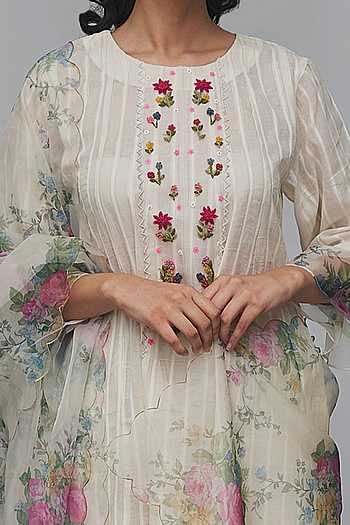 Women Chanderi Kurta Palazzo Set