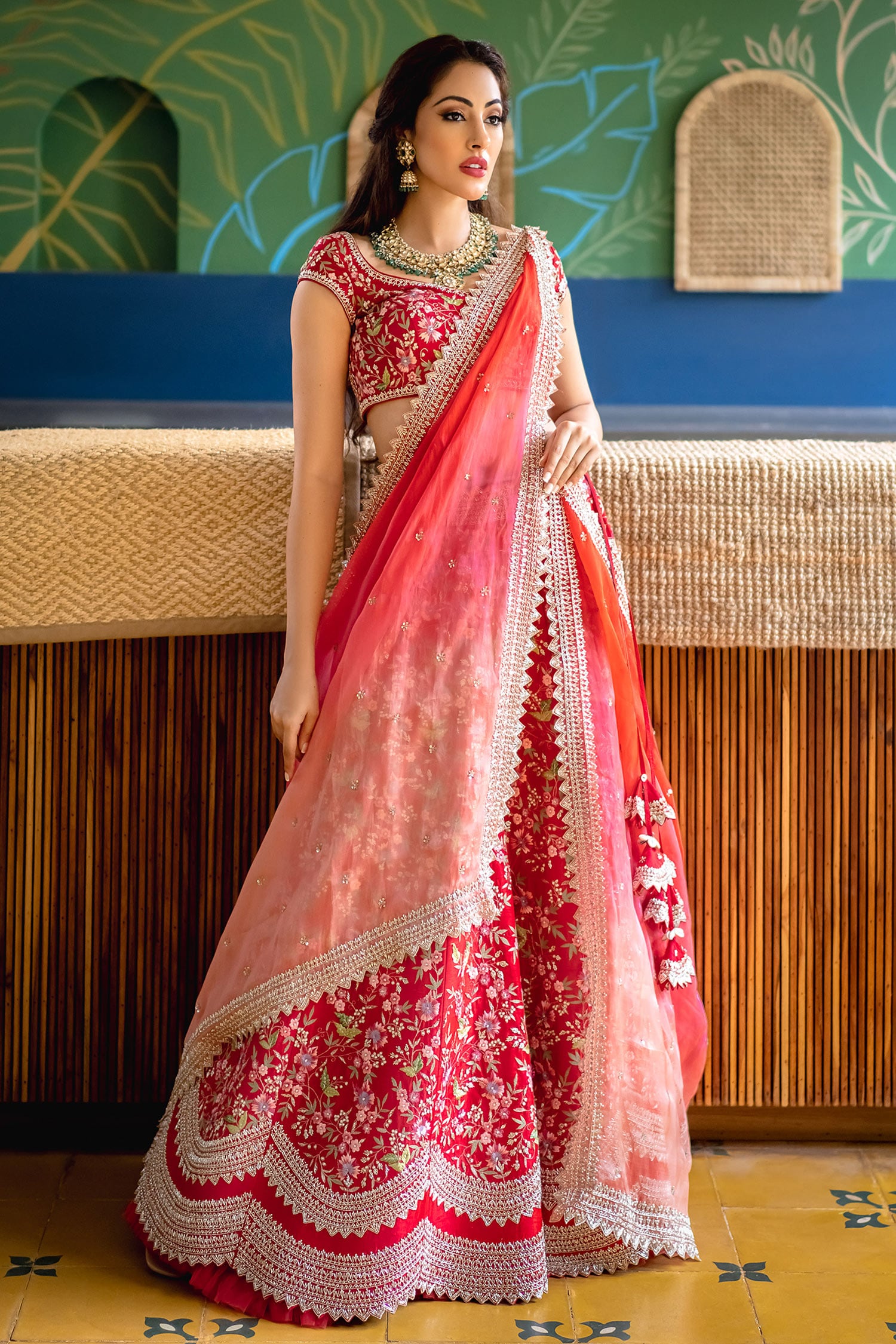 Anushree Reddy's pink floral lehenga is a big hit. – GNG Magazine