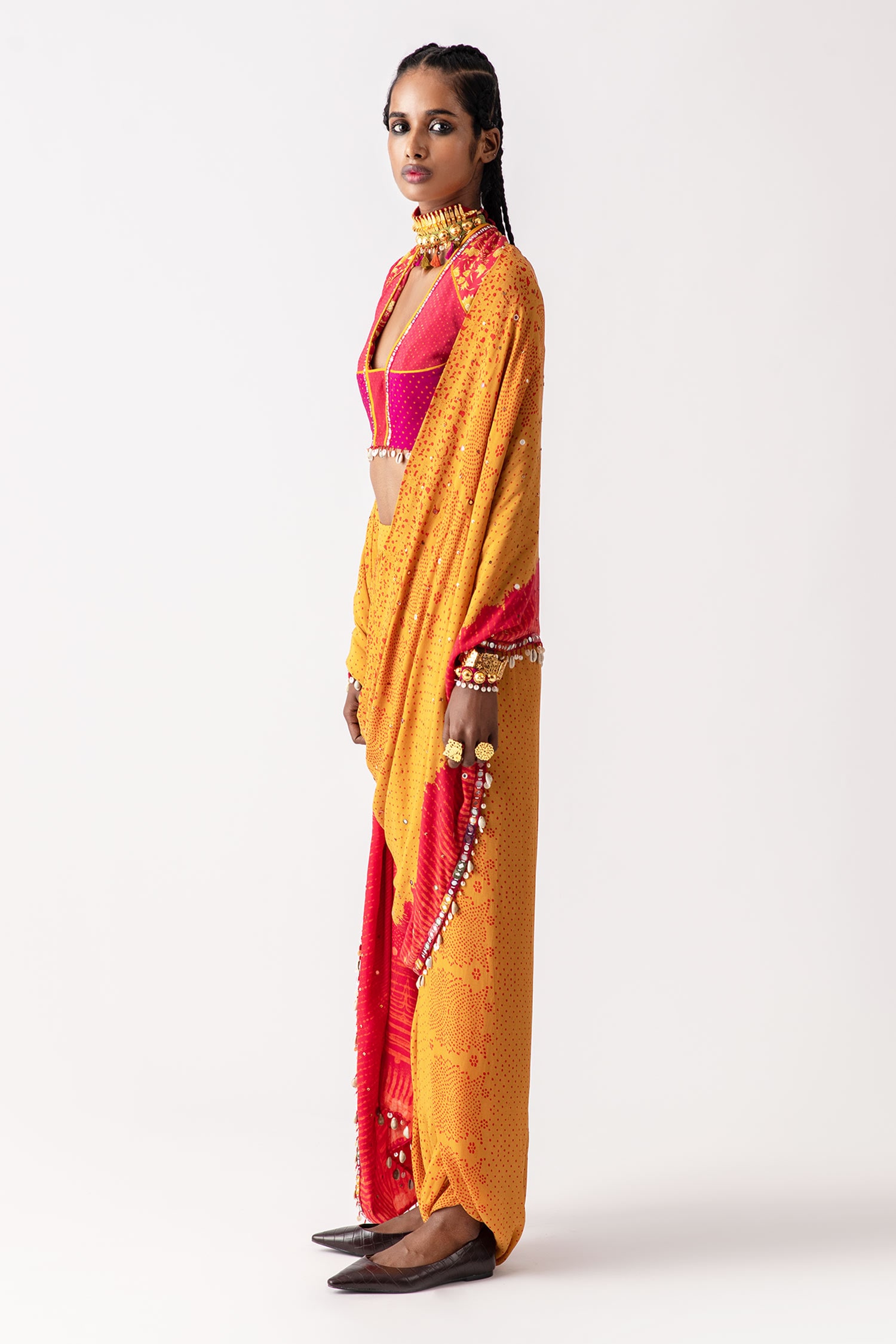 Nivah Fashion yellow,red Patola Pattern Embroidery Saree with Tassel Pallu  - k937 at Rs 1739/piece in Surat