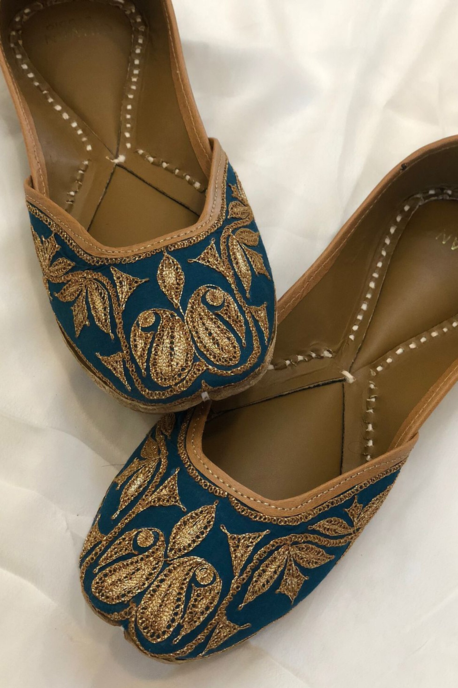 Buy Blue Embroidered Tilla Juttis by Cilwana Studio Online at Aza Fashions.