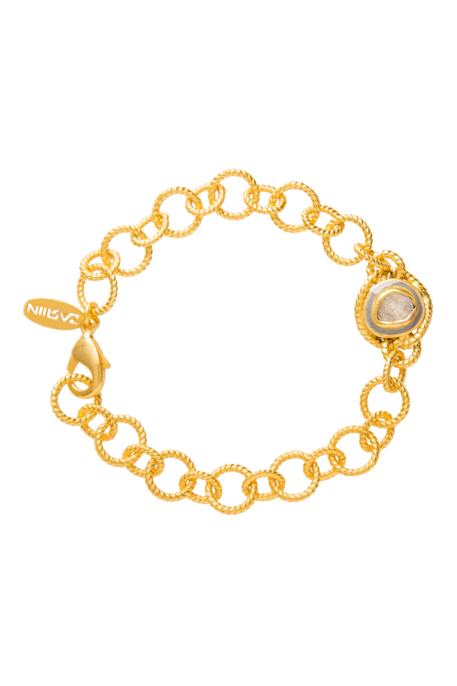 Shop Onyx Modern Begum Gold Plated Bracelet by ZARIIN at House of Designers   HOUSE OF DESIGNERS