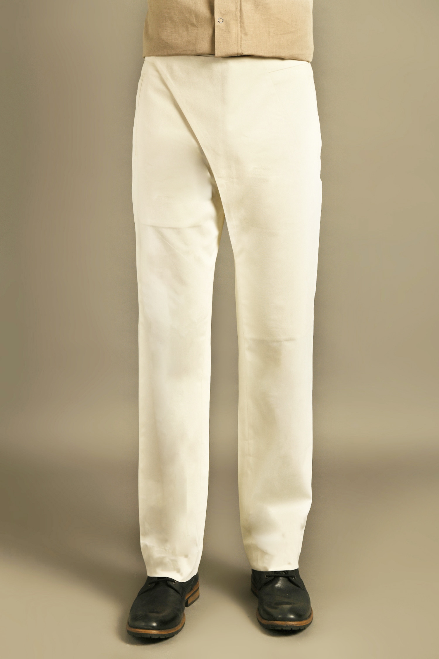 Buy Beige Cotton Trousers For Men by Dhruv Vaish Online at Aza Fashions.