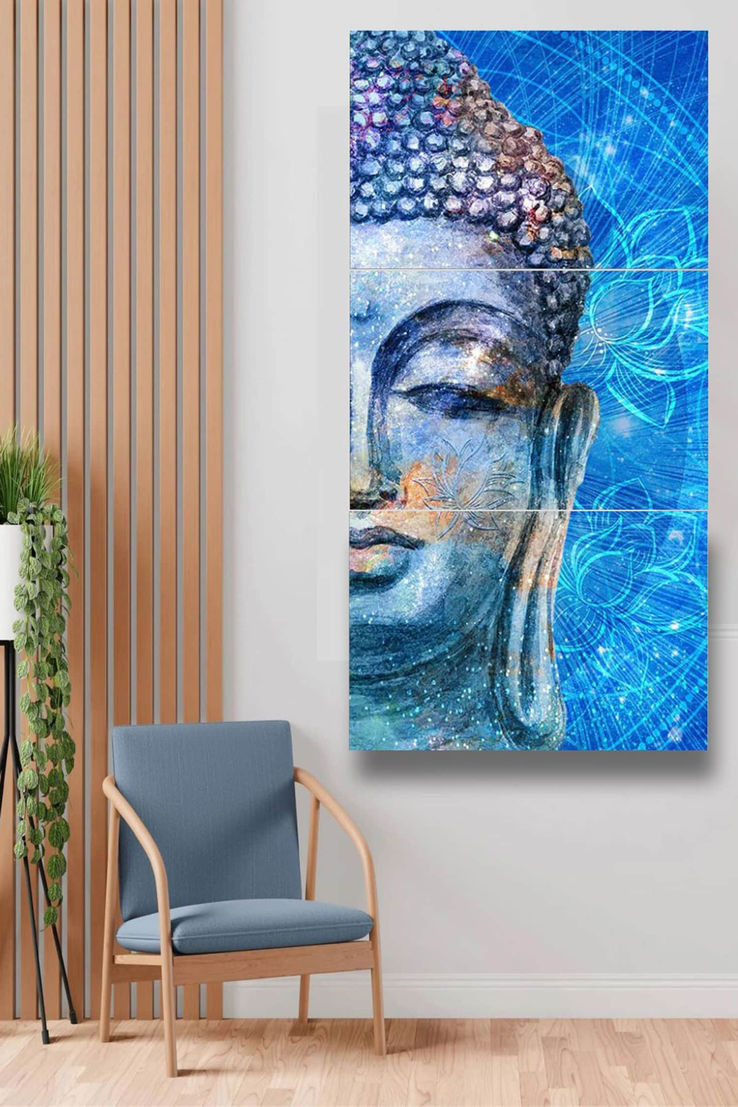 The Art House Multi Color Canvas Digital Print Textured Buddha Portrait   D7026z 60x30 Inches Stretched 0254216001663093497 