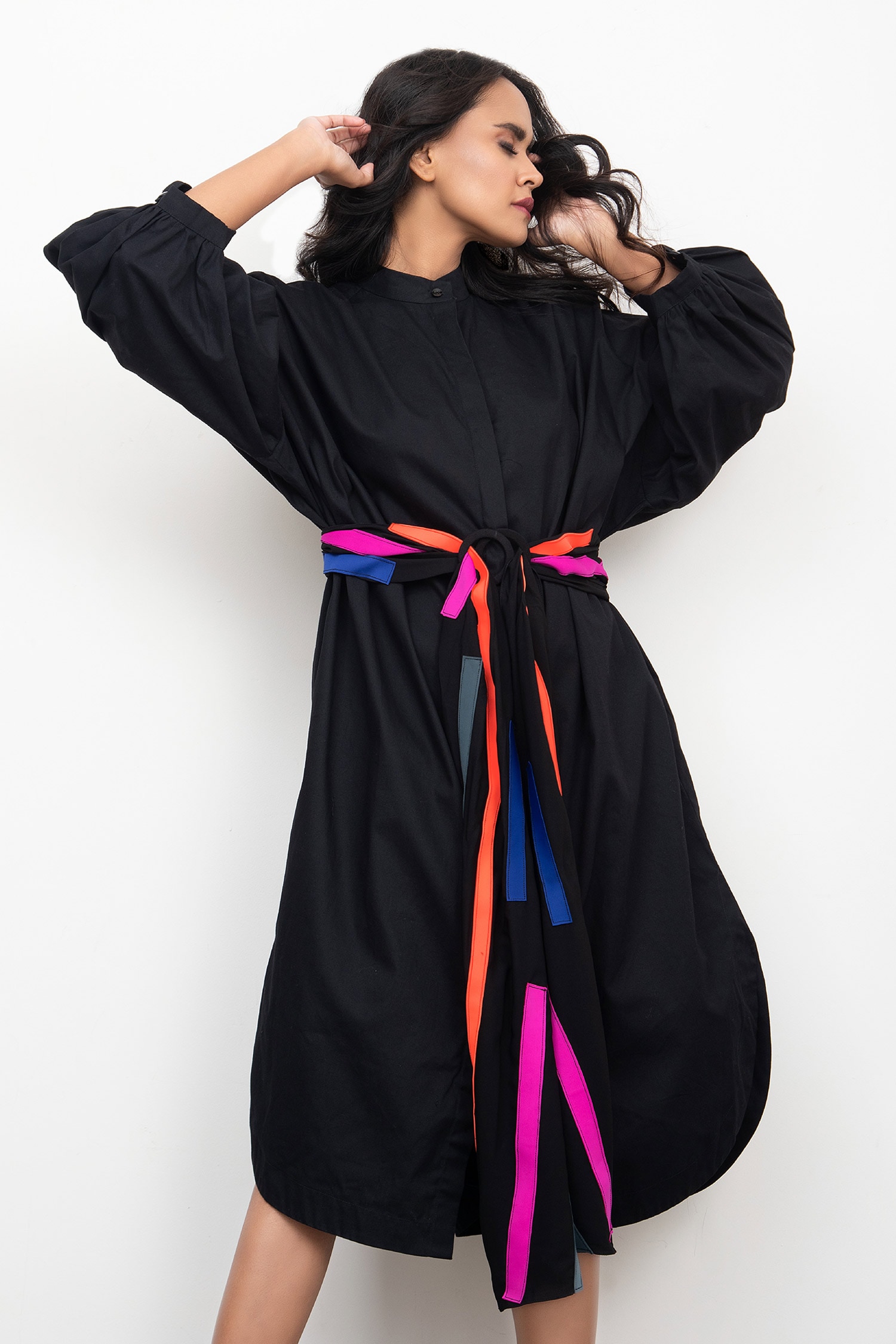 Buy Deepika Arora Black Cotton Shirt Dress Online | Aza Fashions