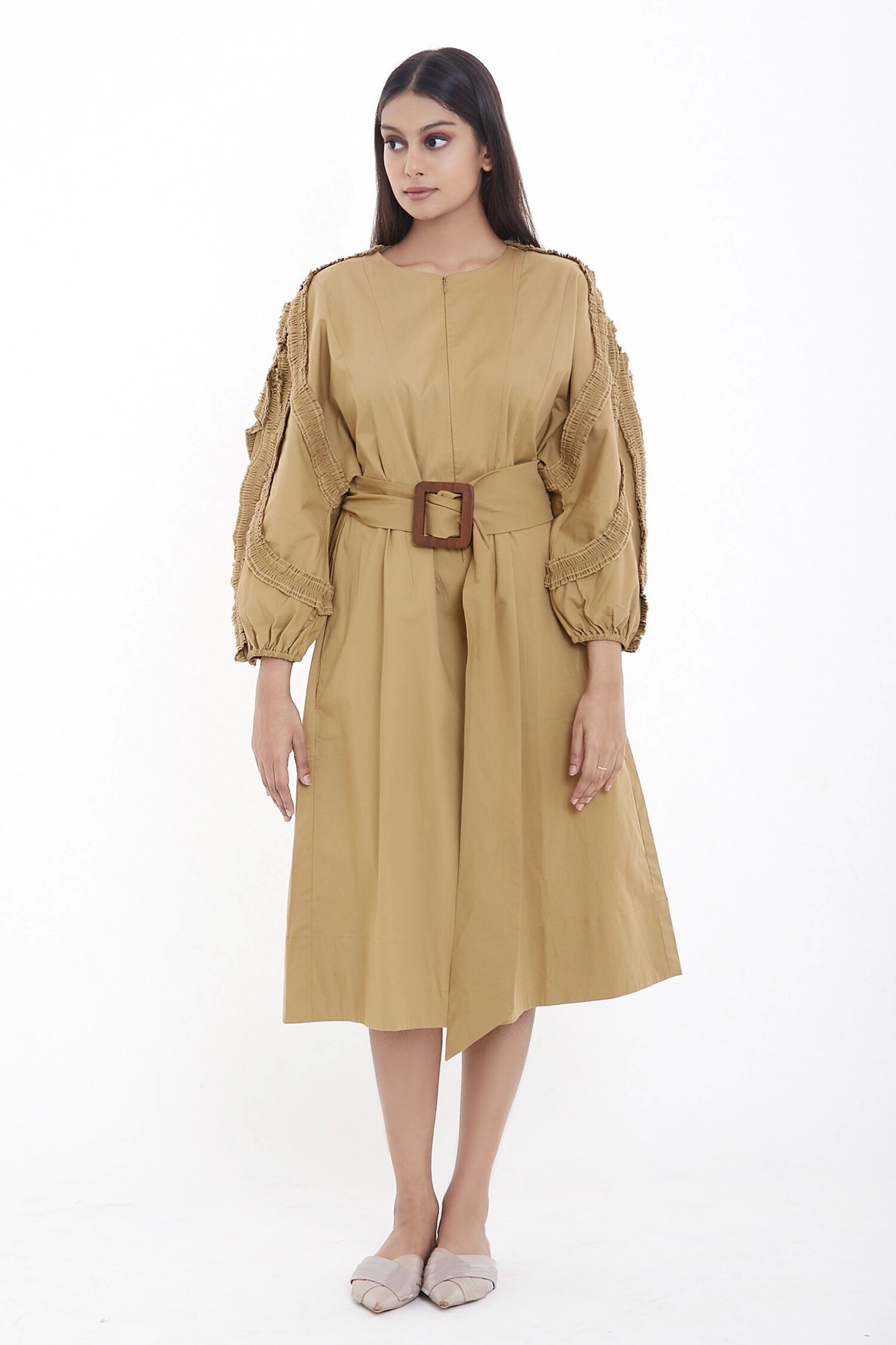 Buy Brown Puff Sleeve Dress For Women by Deepika Arora Online at Aza 