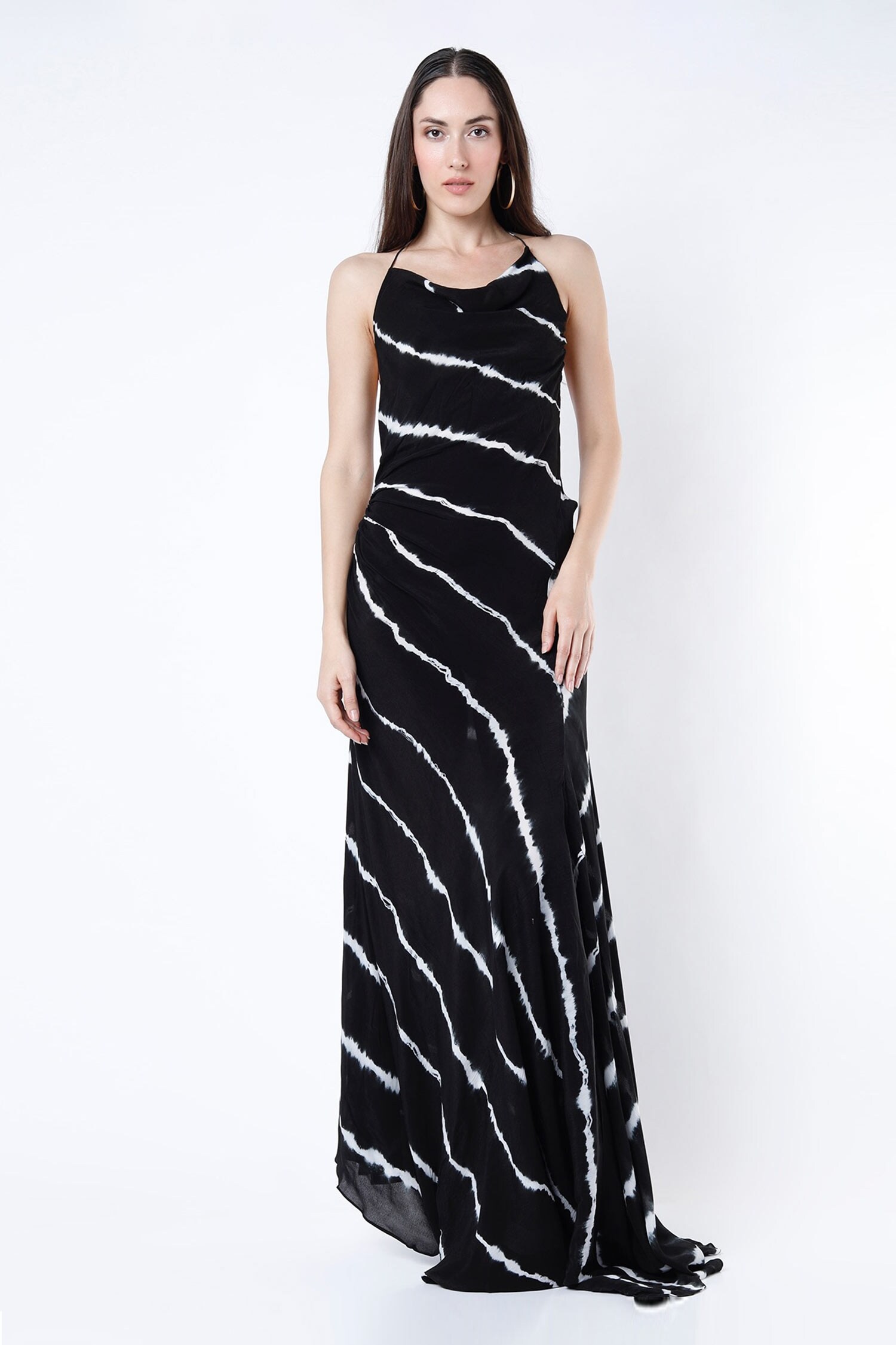 Buy Deme by Gabriella Black Crepe Silk Tie And Dye Slip Dress Online