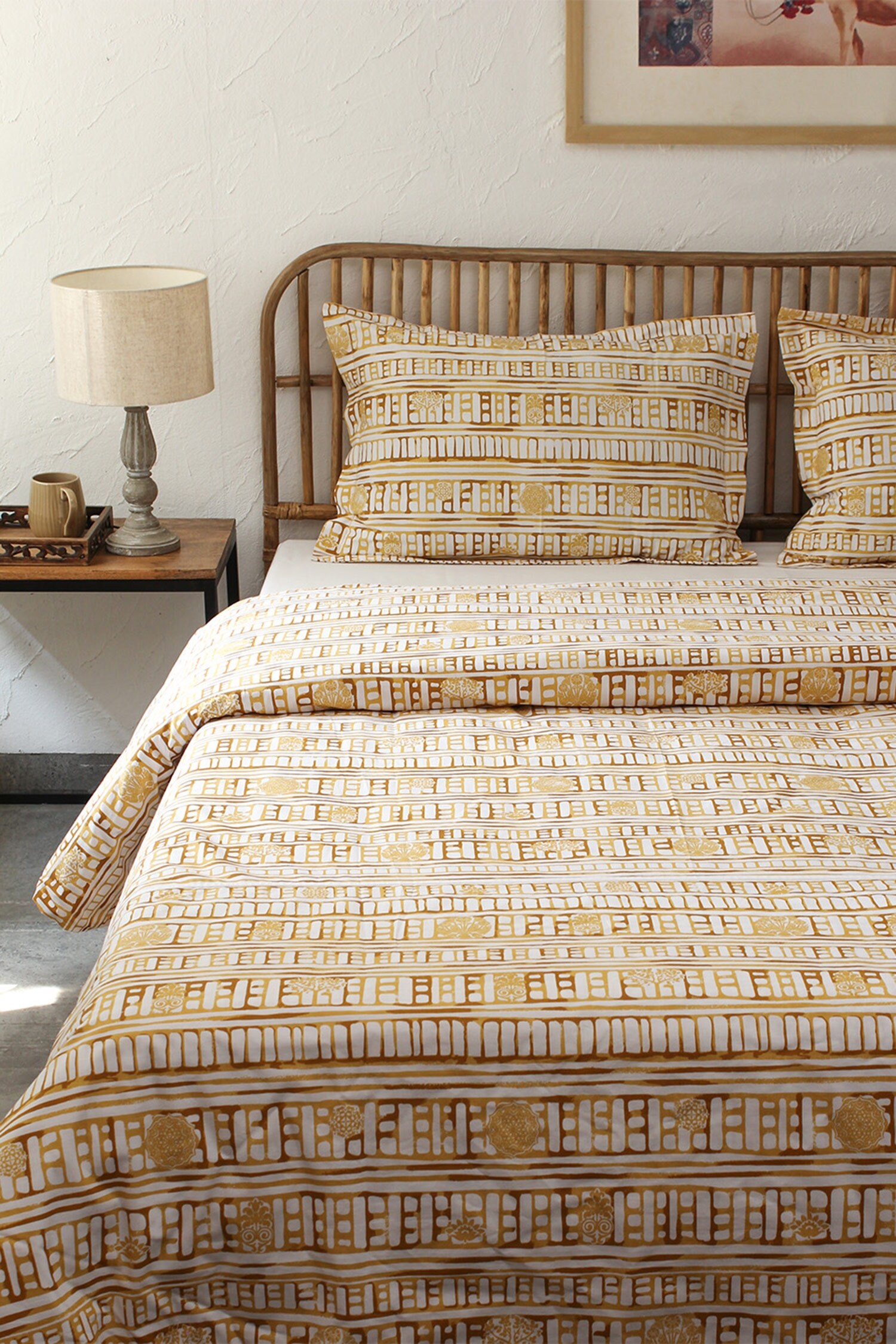 Buy Yellow 100 Cotton Printed Single Duvet Cover by House This Online