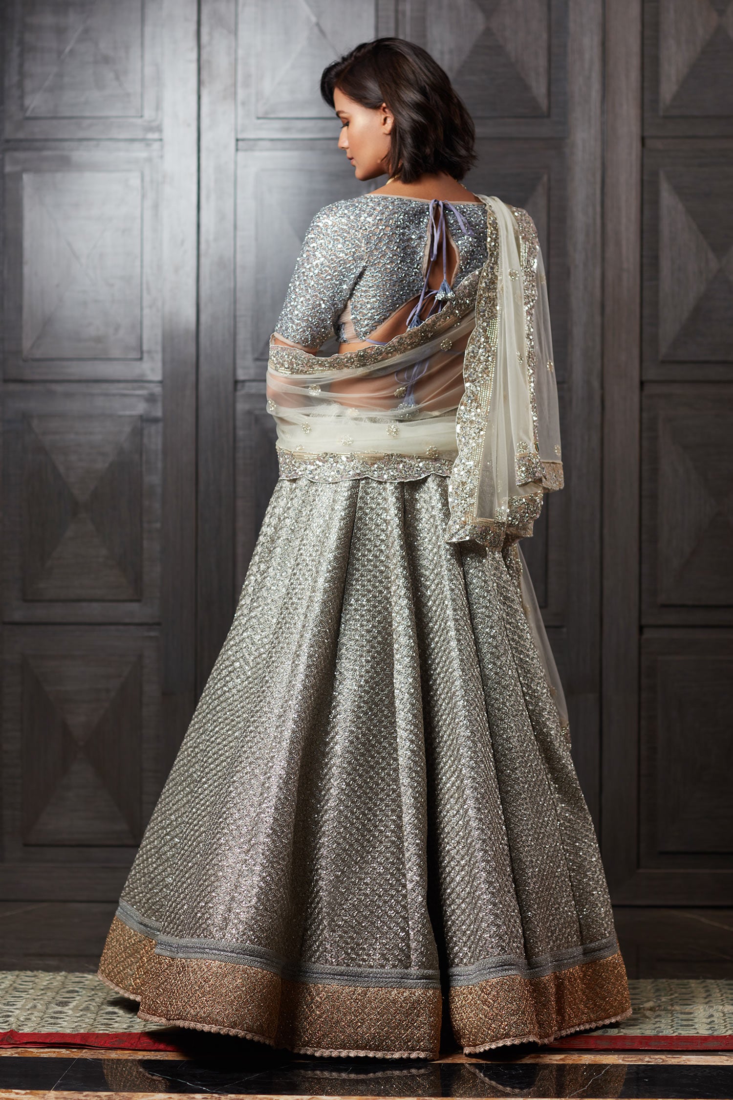 Buy Party Wear Grey and Silver Toned Sequinned Lehenga and Blouse With  Dupatta At Shopgarb – Shopgarb Store