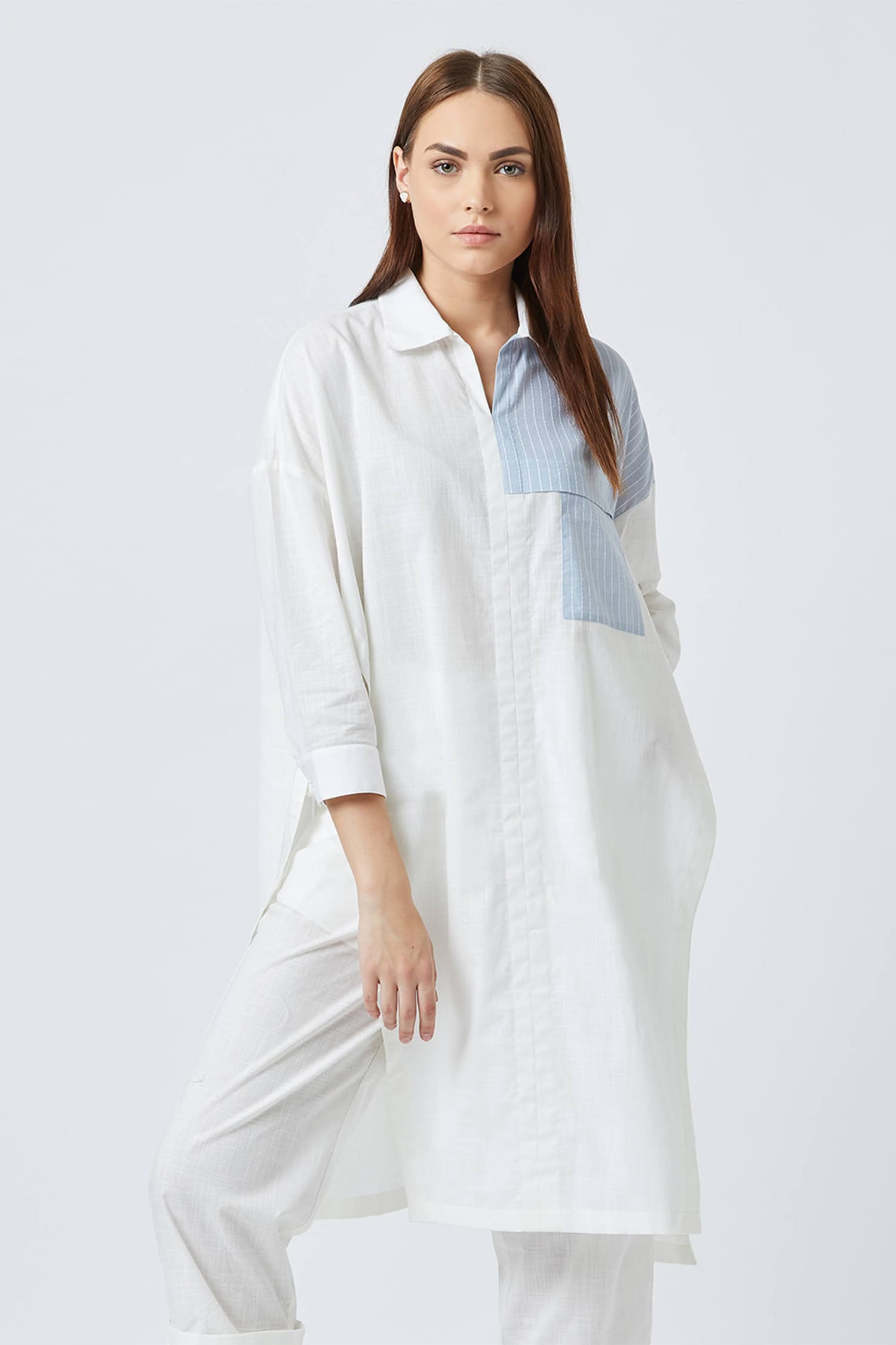 Buy White Upcycled Cotton Blake Tunic For Women by Doodlage Online at ...