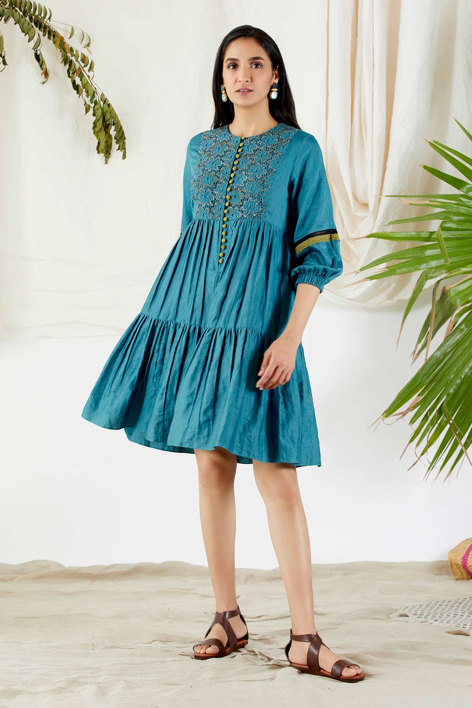 Buy Devyani Mehrotra Embroidered Tiered Dress Online Aza Fashions