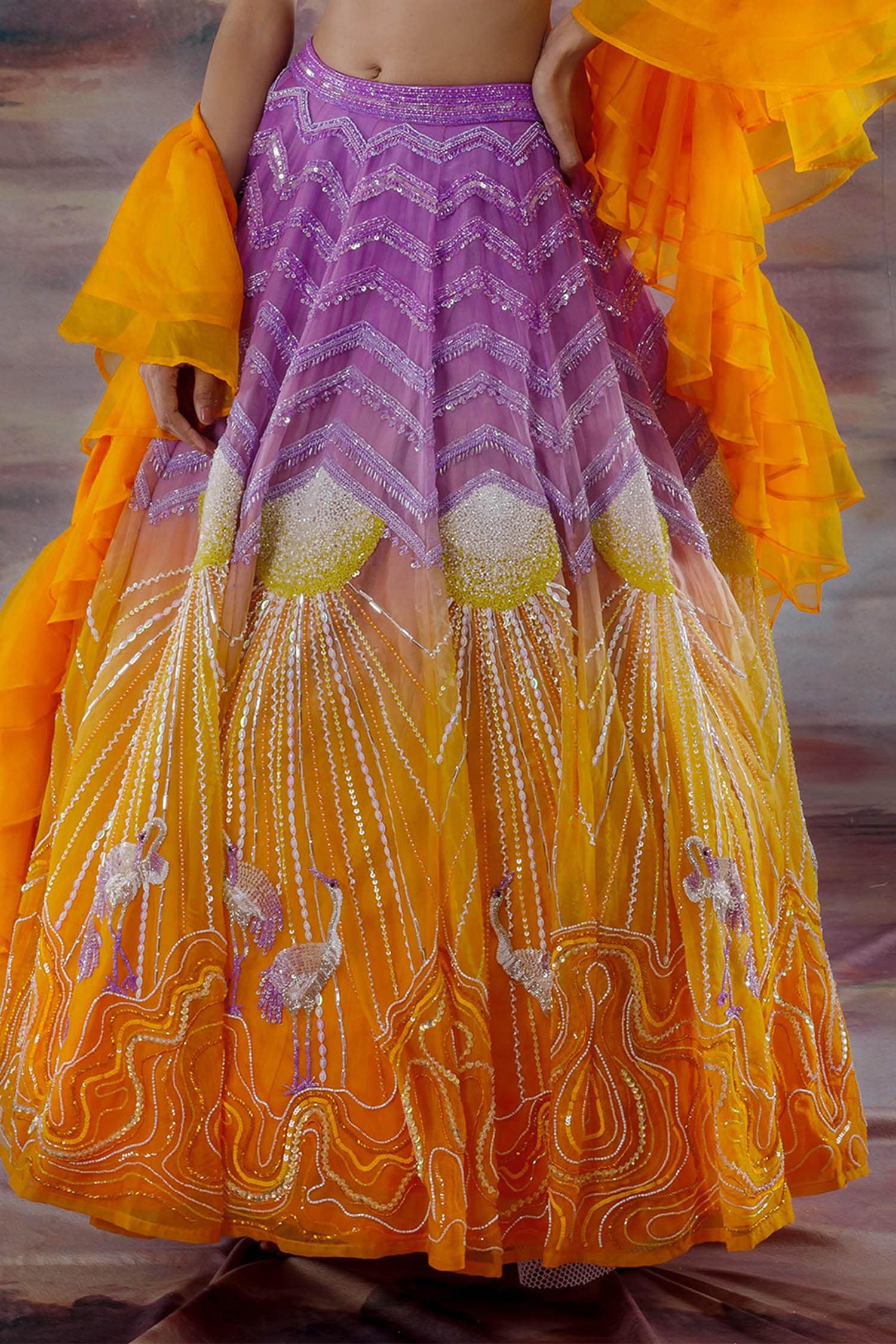 Purple Orange Colored Pretty Gota Poshak - Rana's by Kshitija