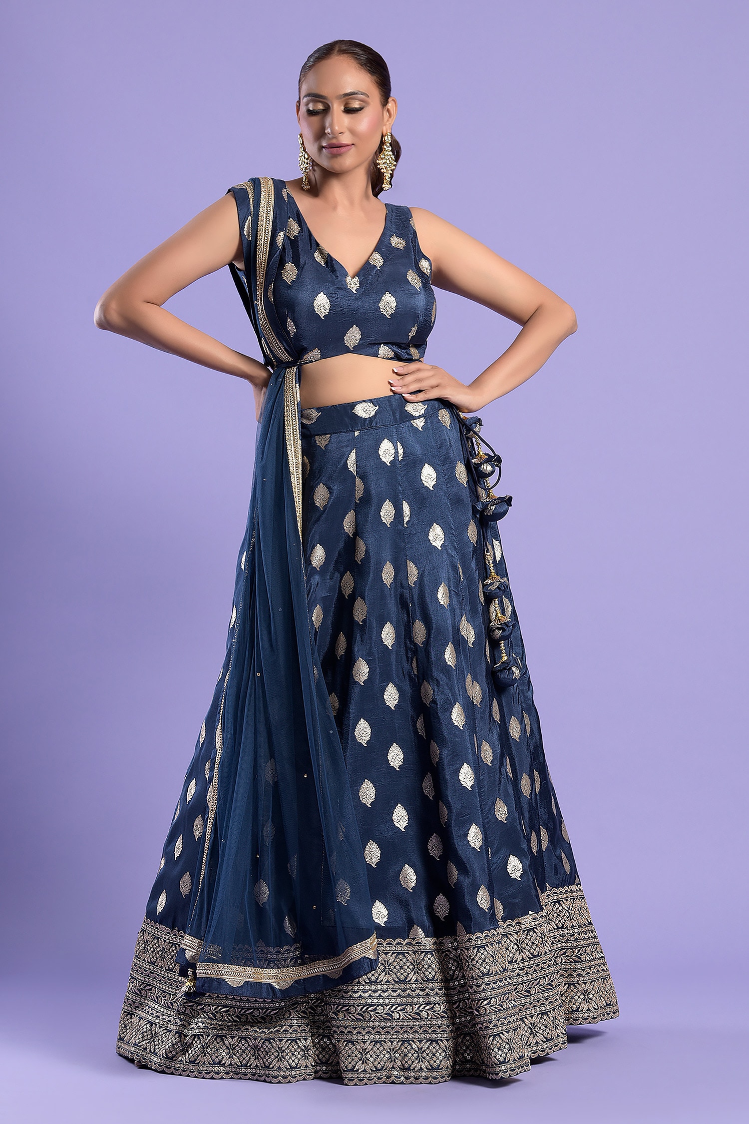 Two Sisters By Gyans Blue Zari Work Lehenga Set