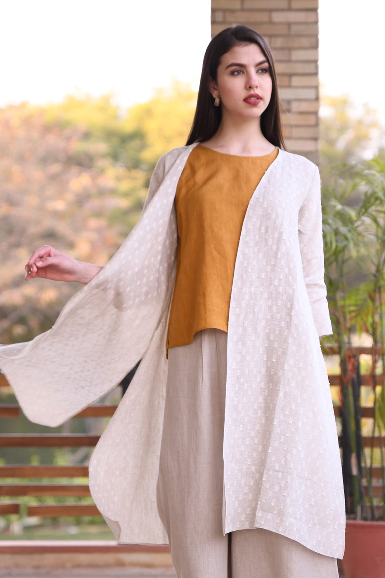 Buy White 100 Linen Open Jacket For Women by Linen Bloom Online at Aza