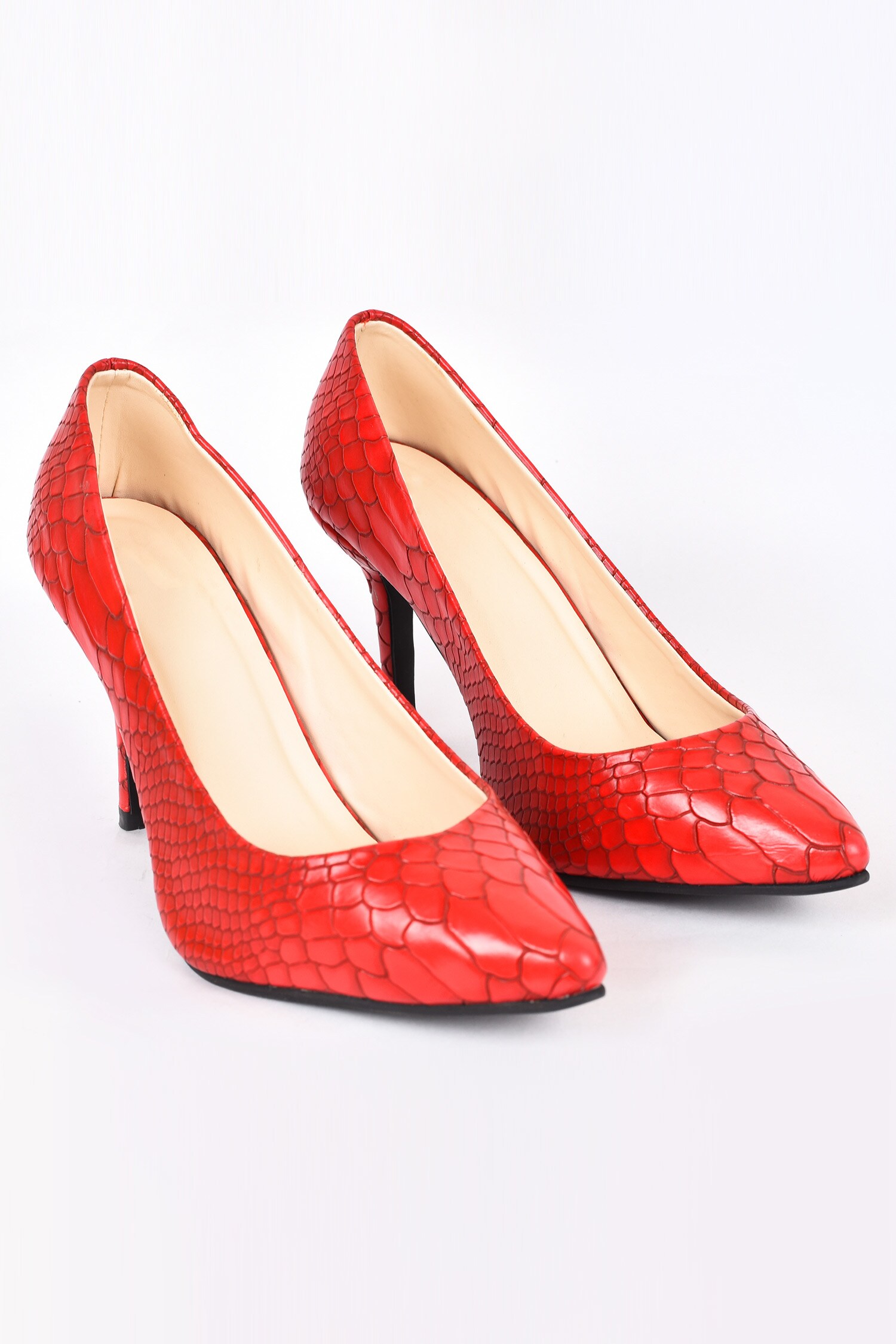 Buy Red Printed Crocodile Heels by Samyukta Singhania Online at Aza