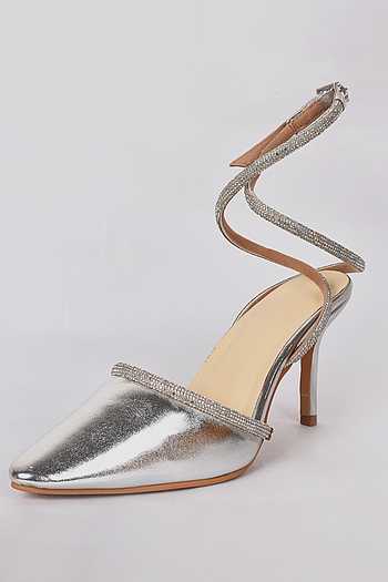 Astasia Rhinestone Embellished Heels - Silver