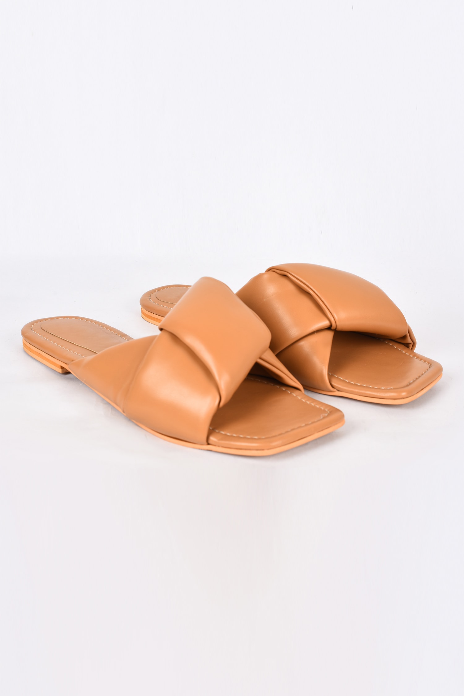 Buy Samyukta Singhania Brown Puffy Overlay Strap Flats Online | Aza ...