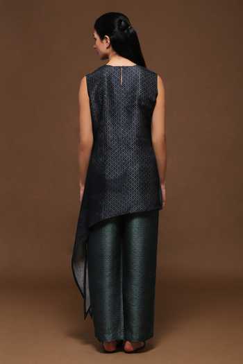 Asymmetric Hand Painted Kurta With Narrow Pants