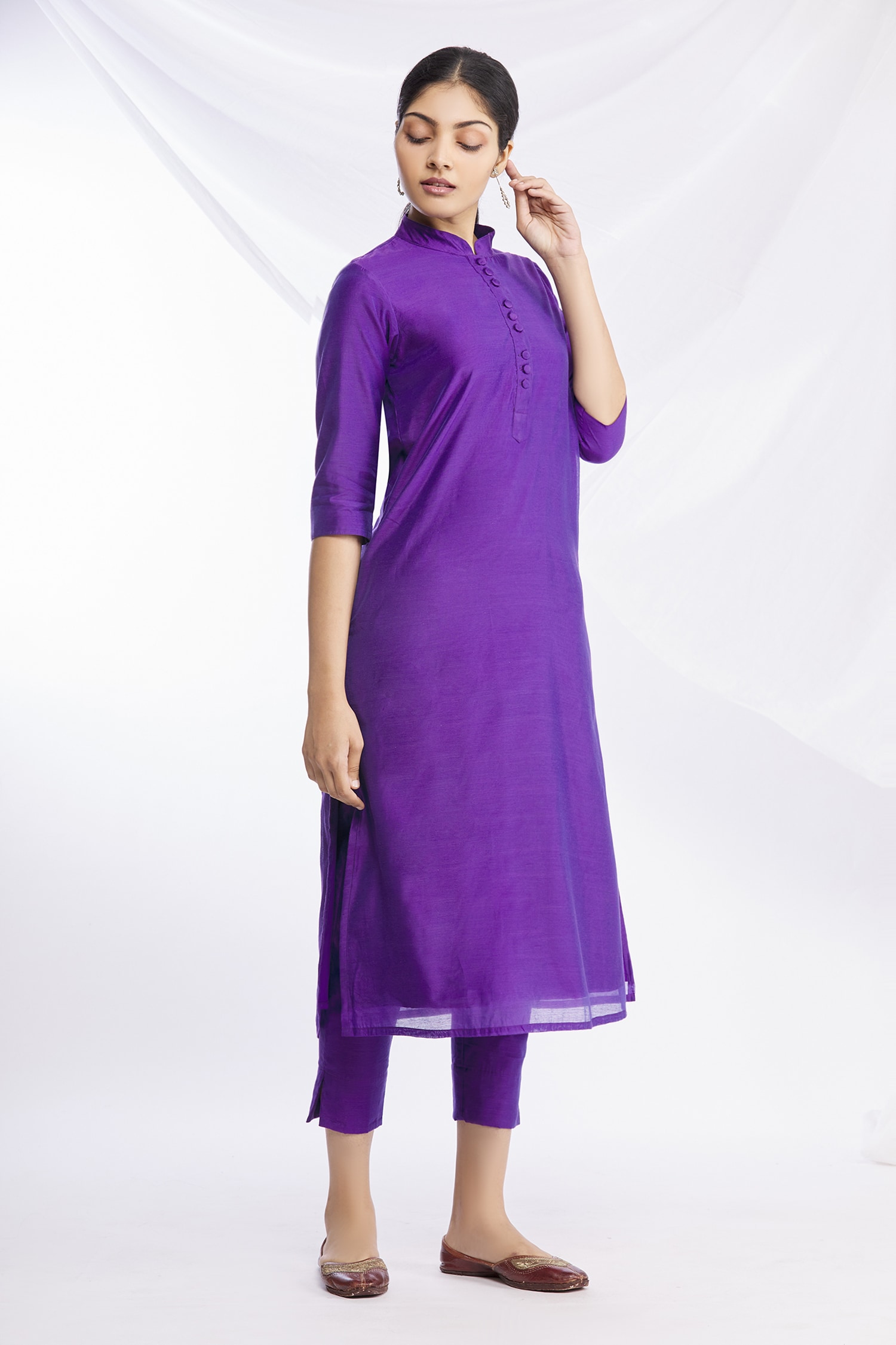 Buy Purple Silk Kurta And Pant Set For Women by Naintara Bajaj Online ...