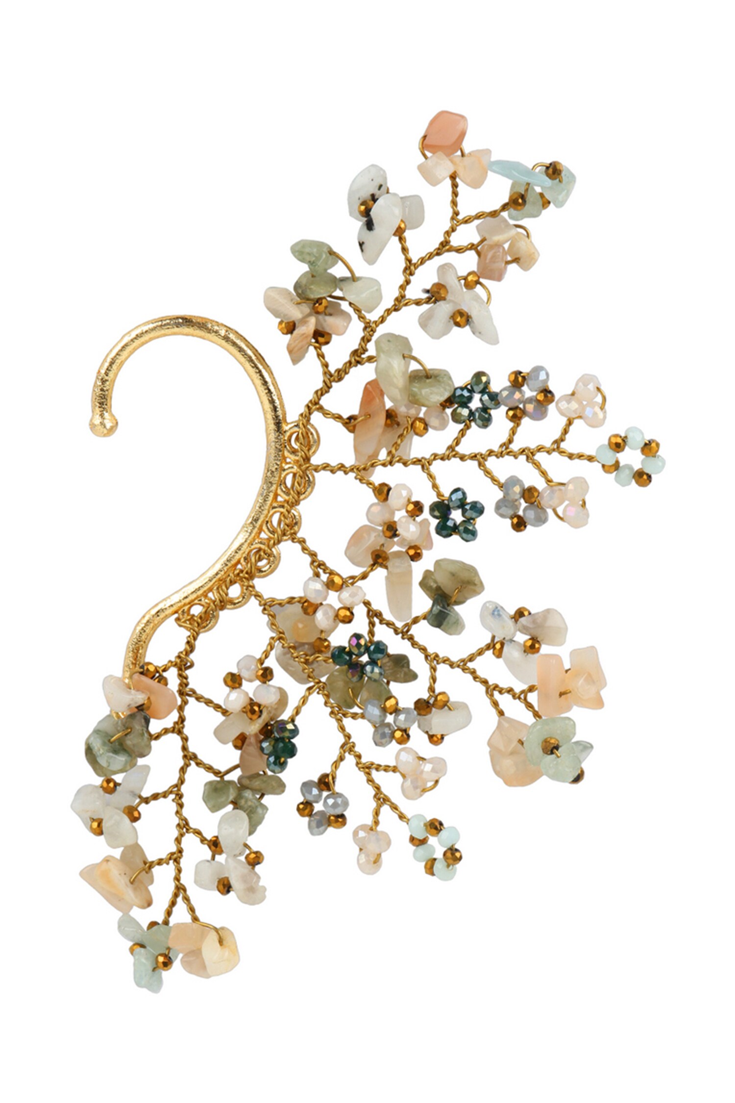 Buy Gold Plated Bead Floral Ear Cuff by House of D'oro Online at Aza