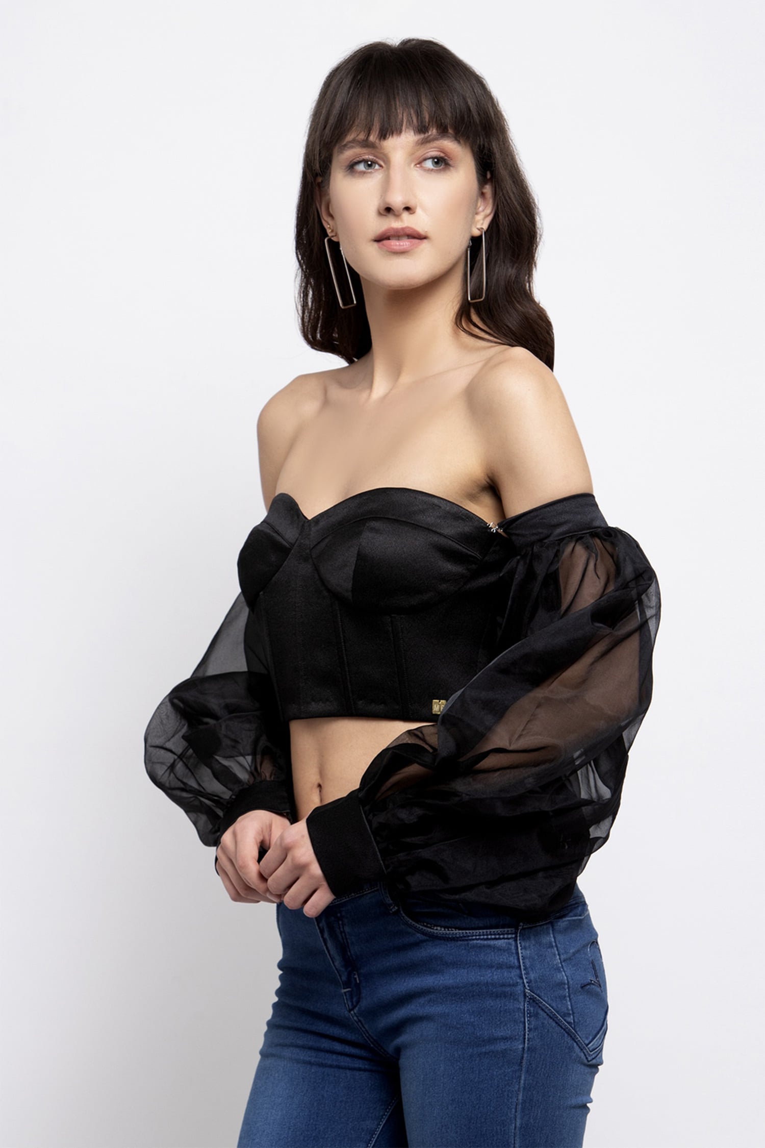 Buy Purple Fabric Embellished Off Shoulder Corset Crop Top For Women by  Emblaze Online at Aza Fashions.