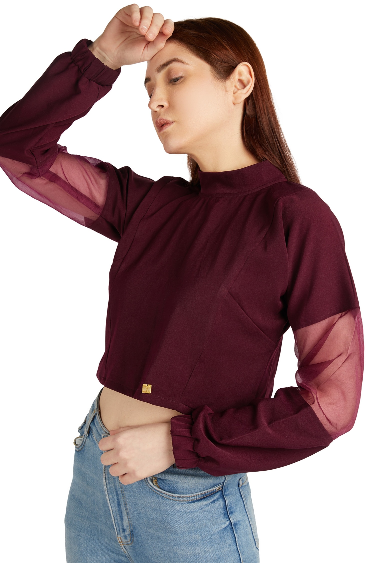 UBE- Long sleeve cropped top in lilac – Flexeve Wear