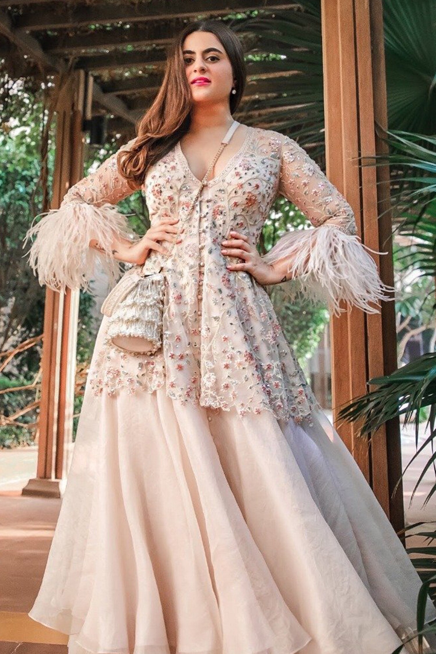 Buy White Net V Neck Embroidered Kurta Sharara Set For Women By Ridhi 