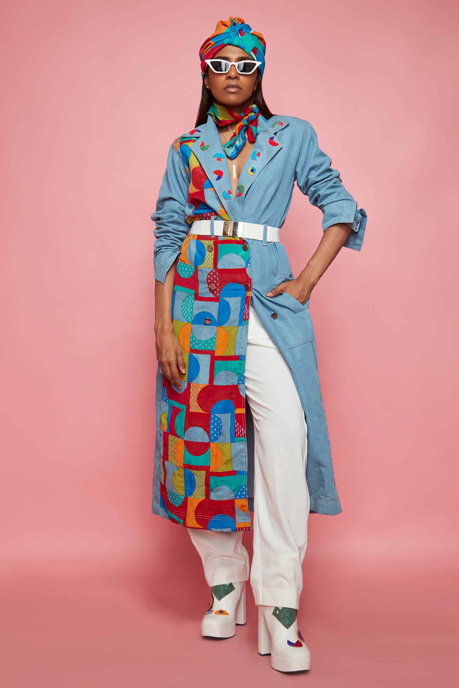 Eshaa Amiin White Denim Pant