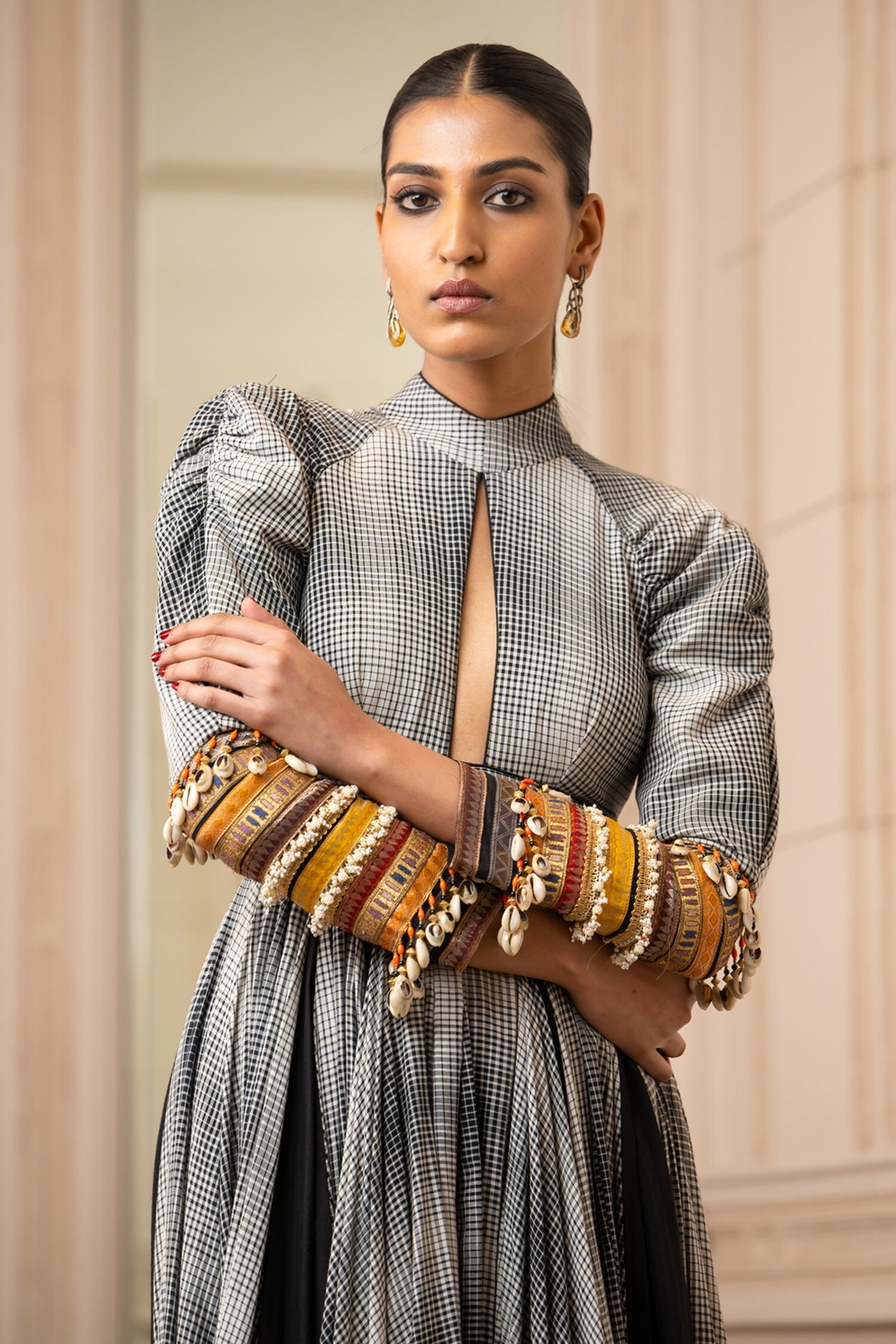 Buy Tarun Tahiliani Grey Handloom Anarkali Dress Online Aza Fashions