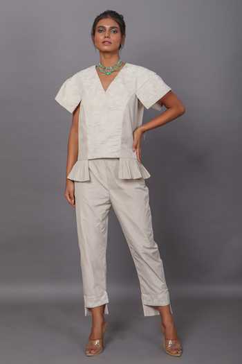 Textured Top and Pants Set