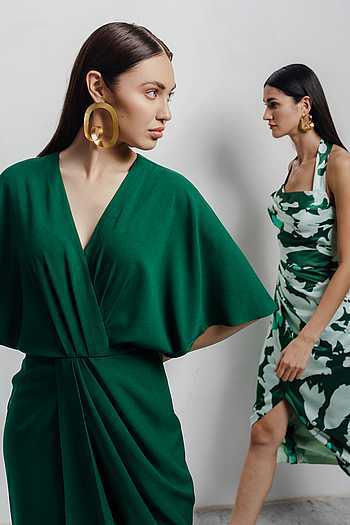 Banana Polyester Kimono Draped Dress 
