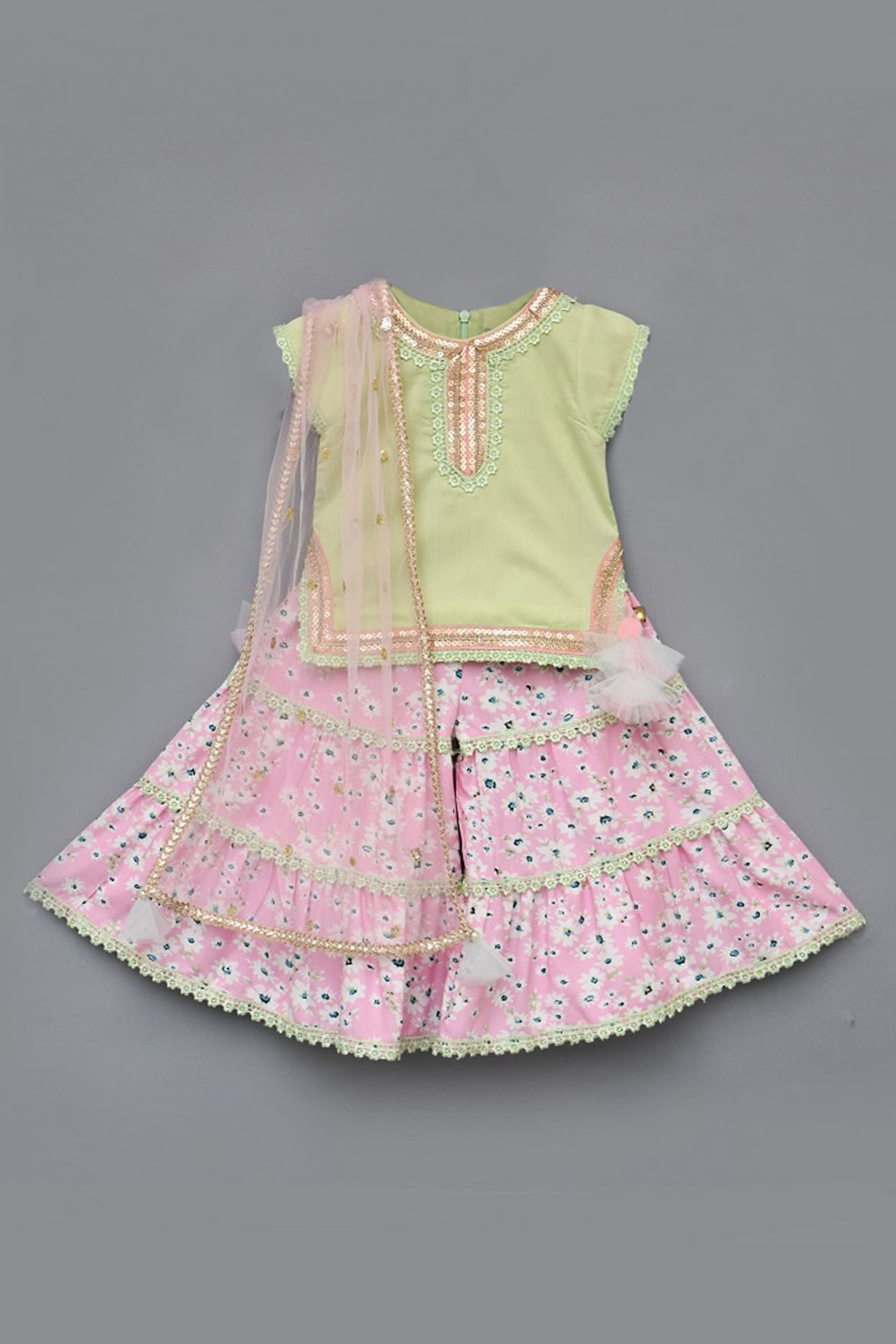 Buy Embroidered Kurta Sharara Set by Fayon Kids at Aza Fashions